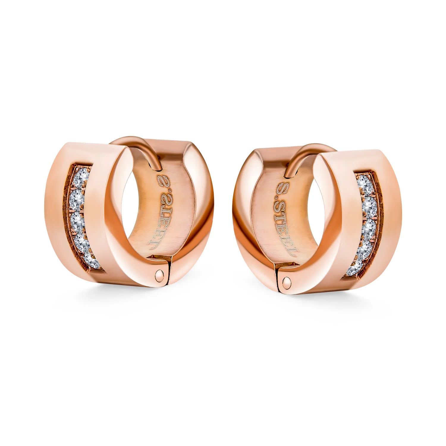 Channel Set CZ Huggies Mini Hoop Earrings Row Gold or Black Stainless Steel - Image 7
