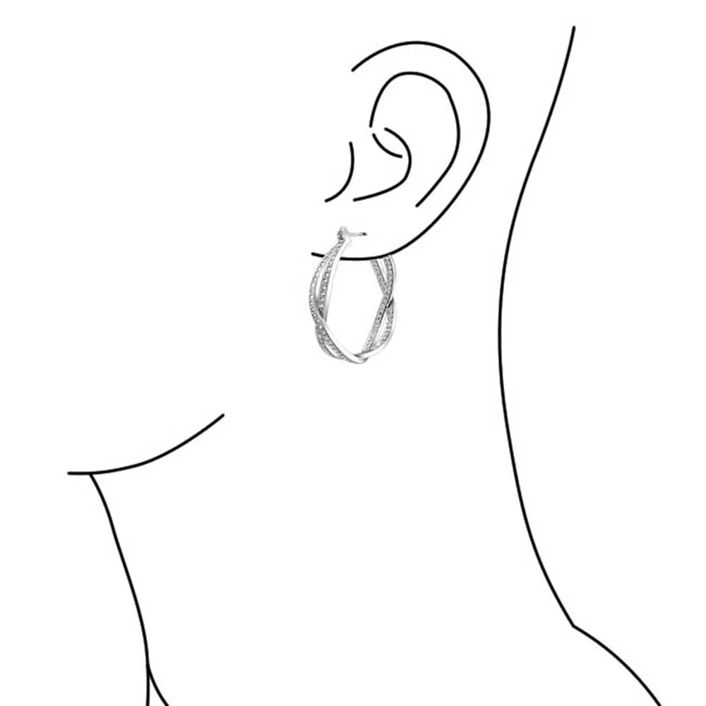 Cubic Zirconia Pave CZ Forever Love Knot Large Infinity Hoop Earrings 1.5 Diameter Silver - Image 4