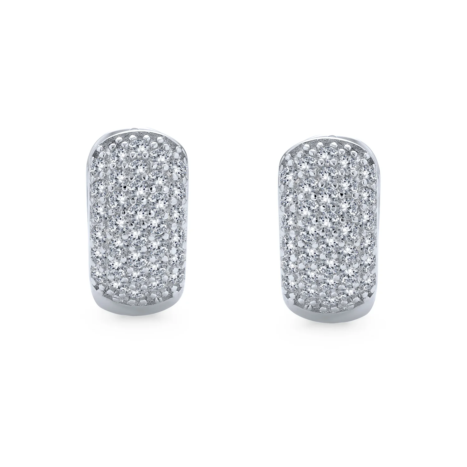 Wide 5 Five Row Pave Cubic Zirconia CZ Huggie Mini Hoop Earrings Gold Plated .925 Sterling Silver - Image 3