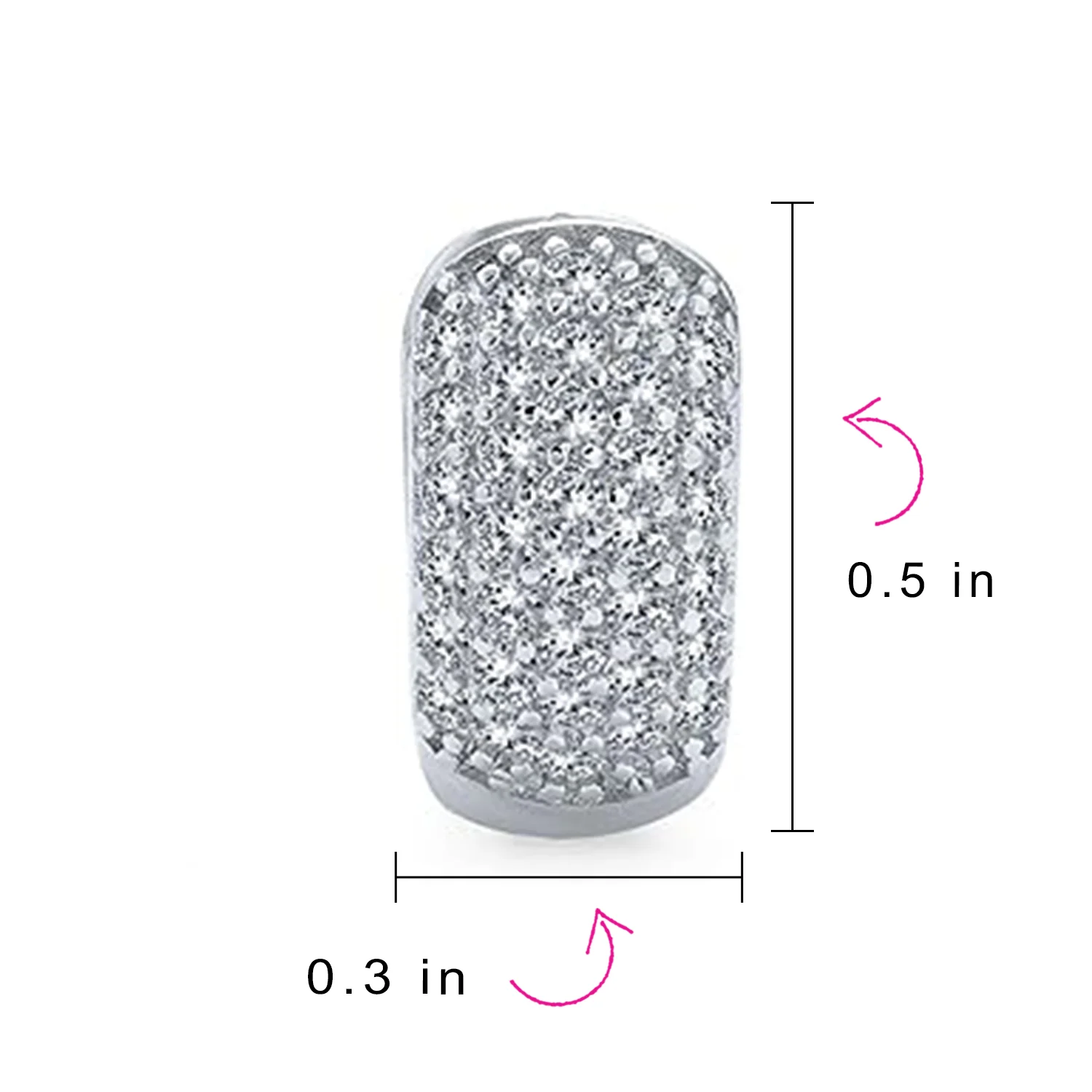 Wide 5 Five Row Pave Cubic Zirconia CZ Huggie Mini Hoop Earrings Gold Plated .925 Sterling Silver - Image 7