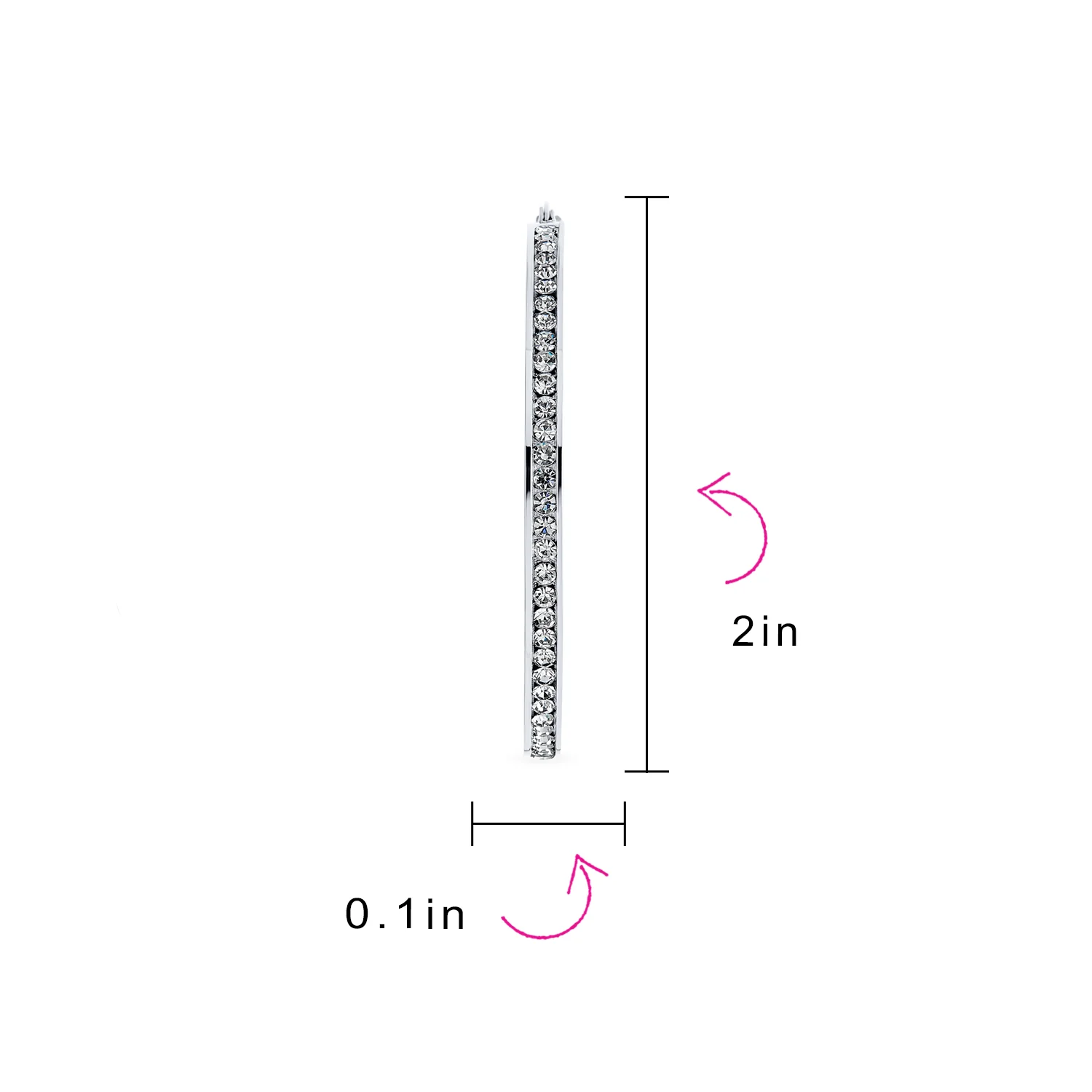 Channel Set Crystal Large Statement Hoop Earrings Stainless Steel 2" Diameter - Image 12