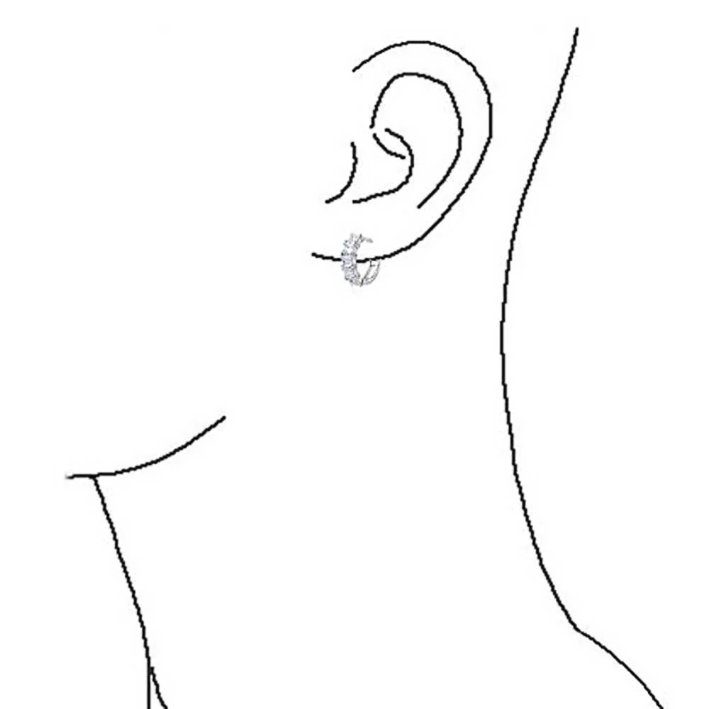 Square Princess Cut CZ Hoop Earrings Men Sterling Silver - Image 3