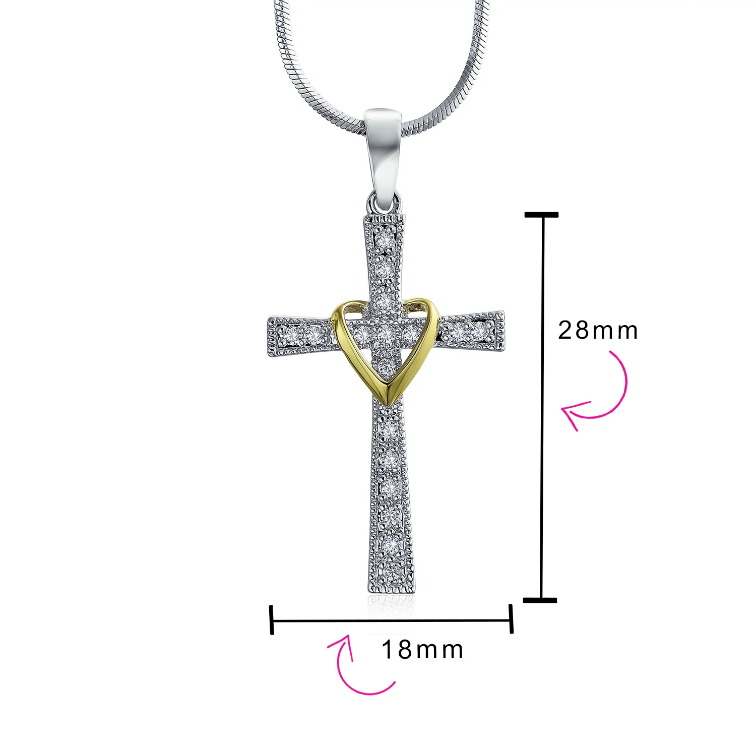 CZ Pave Accent Heart Infinity Cross Pendant Necklace Gold - Image 4