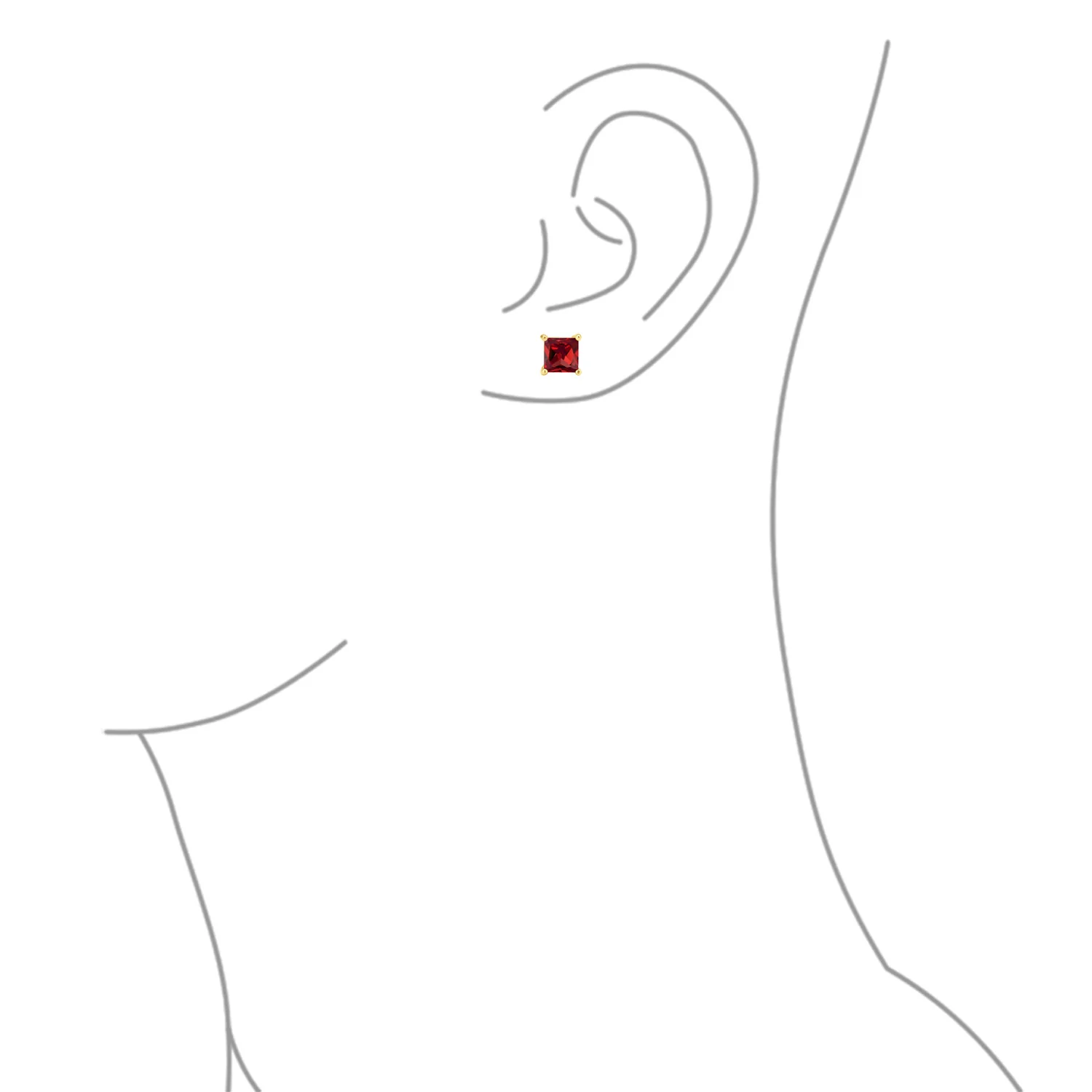 2CT Princess Cut CZ Stud Earrings Gold Plated Sterling Silver 7MM Birth Colors - Image 13