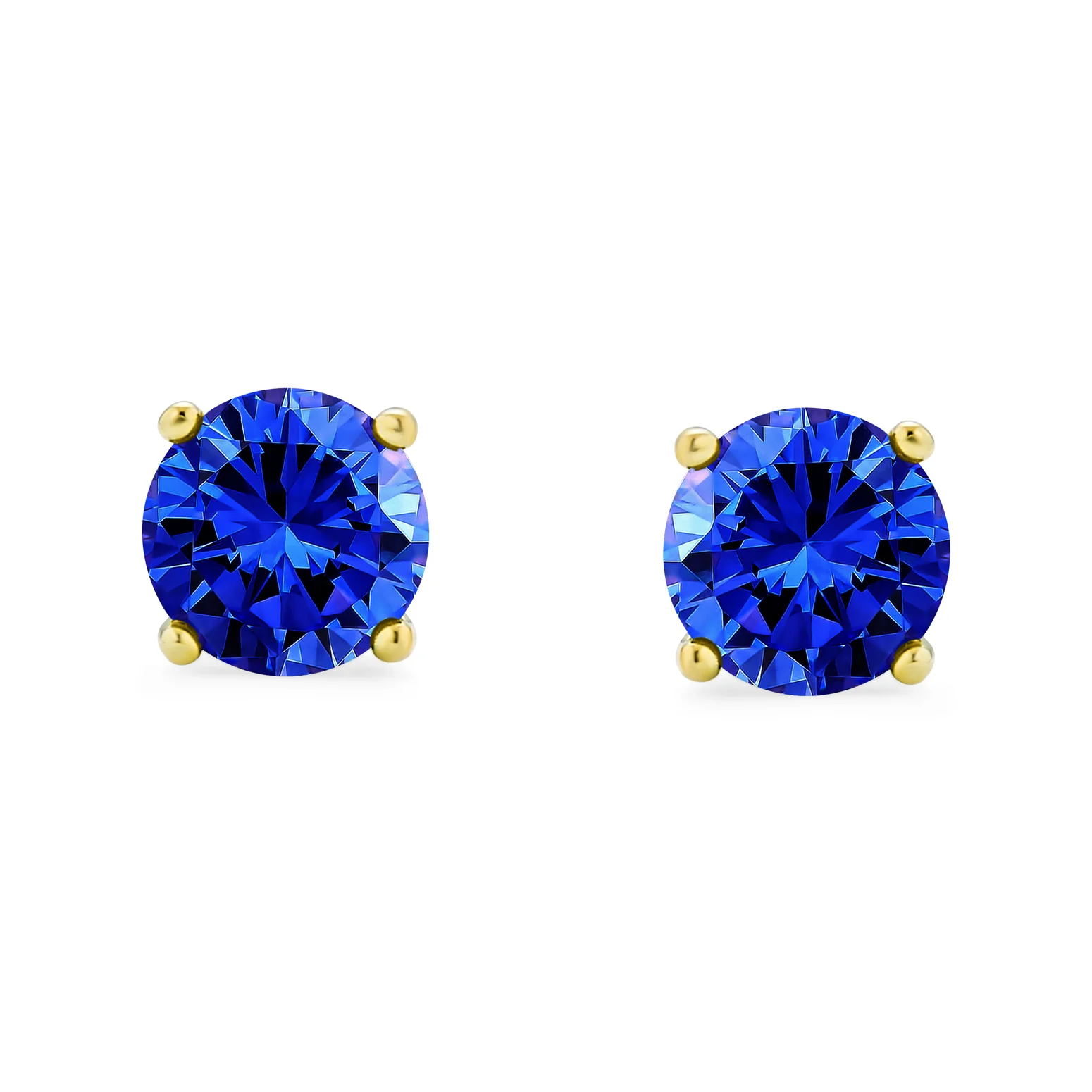 1-2 CT Round CZ Stud Earrings in Pink Red Blue Brown Green Gold Plated Silver - Image 6