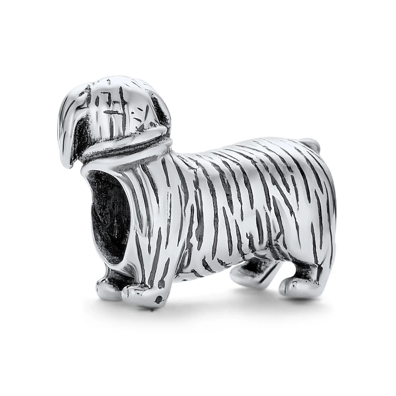 Oxidized Silver Dachshund Hot Dog Charm Bead European Bracelet Pet Animal Lover - Image 3