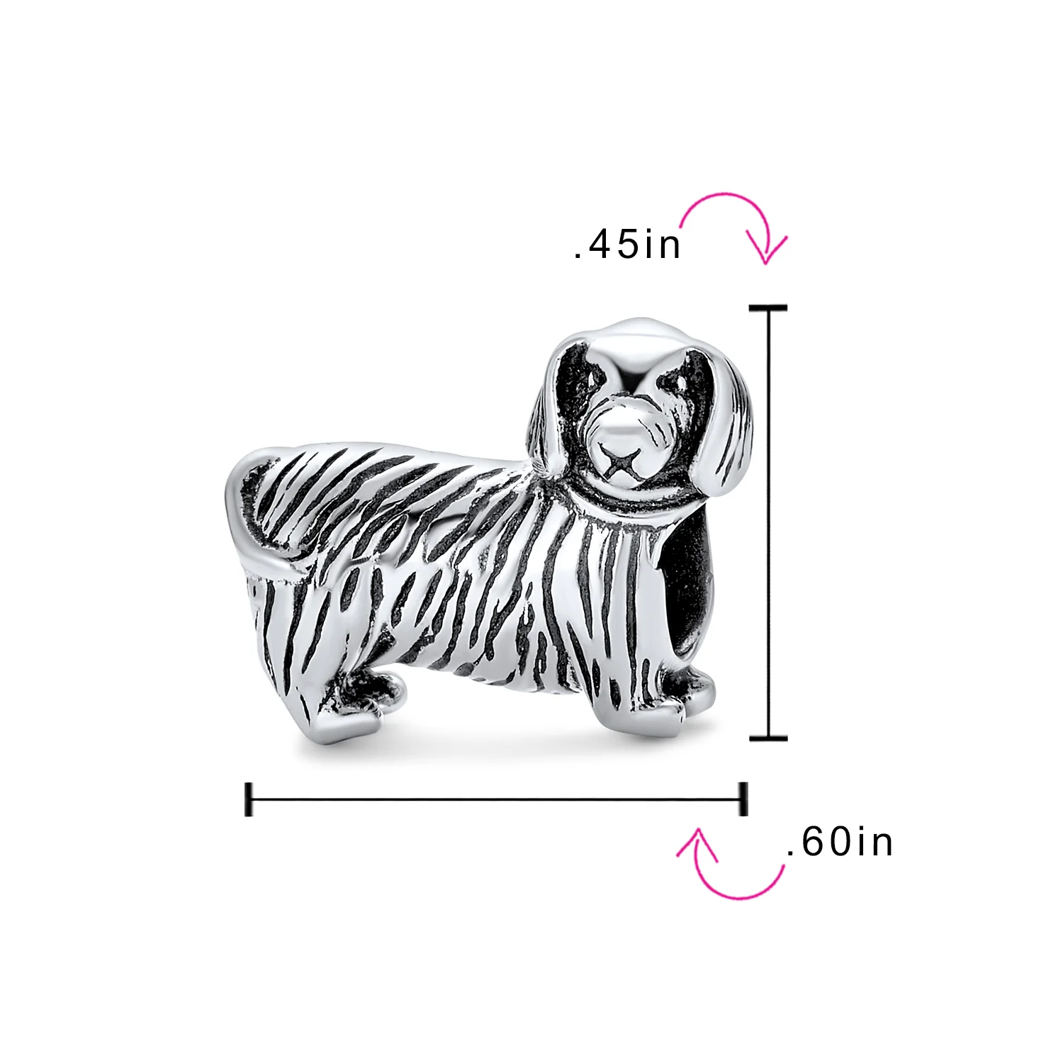 Oxidized Silver Dachshund Hot Dog Charm Bead European Bracelet Pet Animal Lover - Image 4