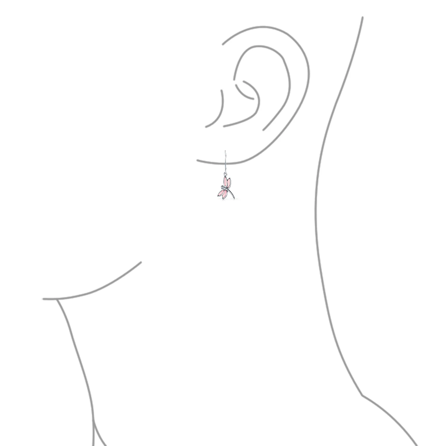 Dainty Butterfly Dragonfly Firefly Gemstone Inlaid Dangle Earrings Silver - Image 6