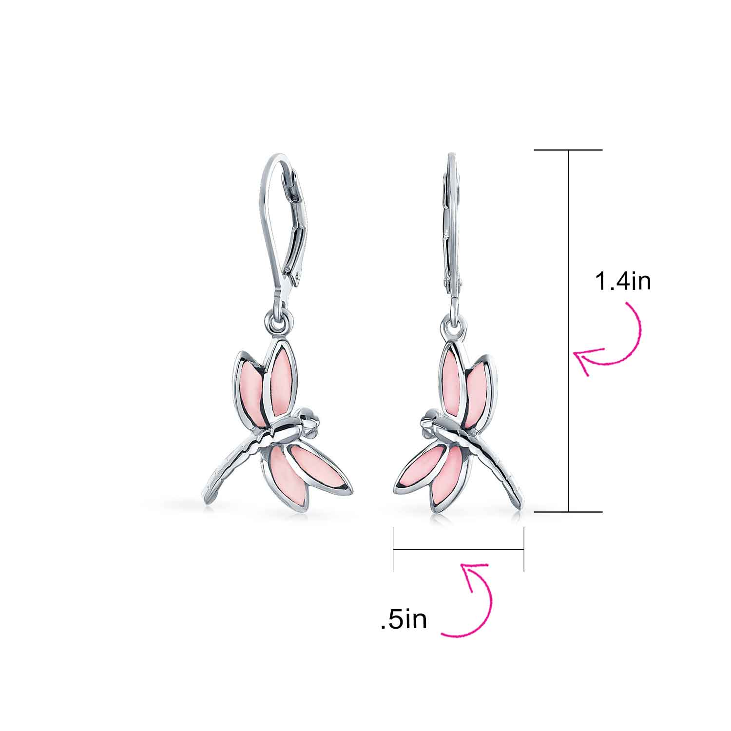Dainty Butterfly Dragonfly Firefly Gemstone Inlaid Dangle Earrings Silver - Image 8