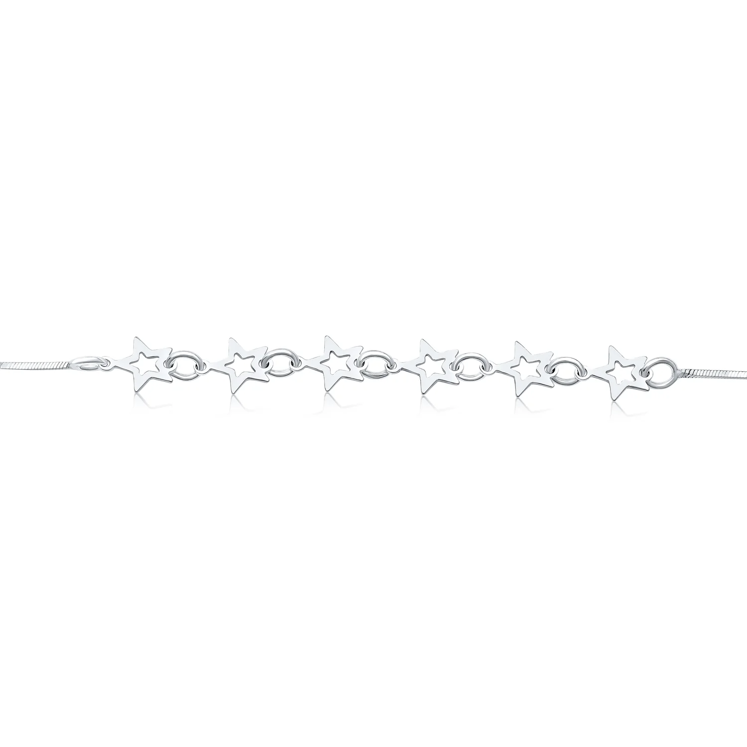 Danity Celestial Multi Charm Open Stars Bracelet .925 Sterling Silver 7.5 Inch - Image 4