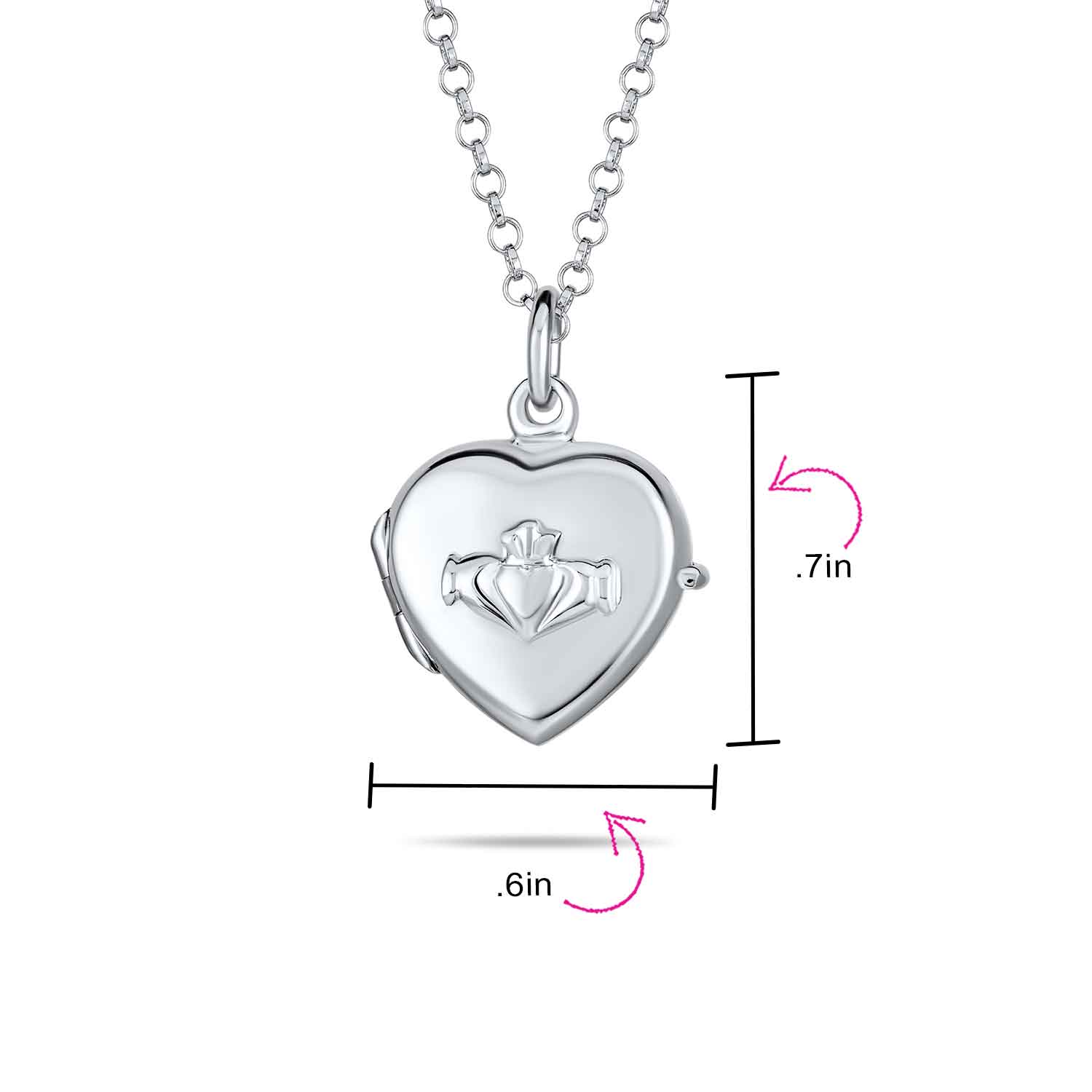 Dainty Celtic Claddagh Locket Necklace Heart Photo Holder Sterling Silver - Image 5