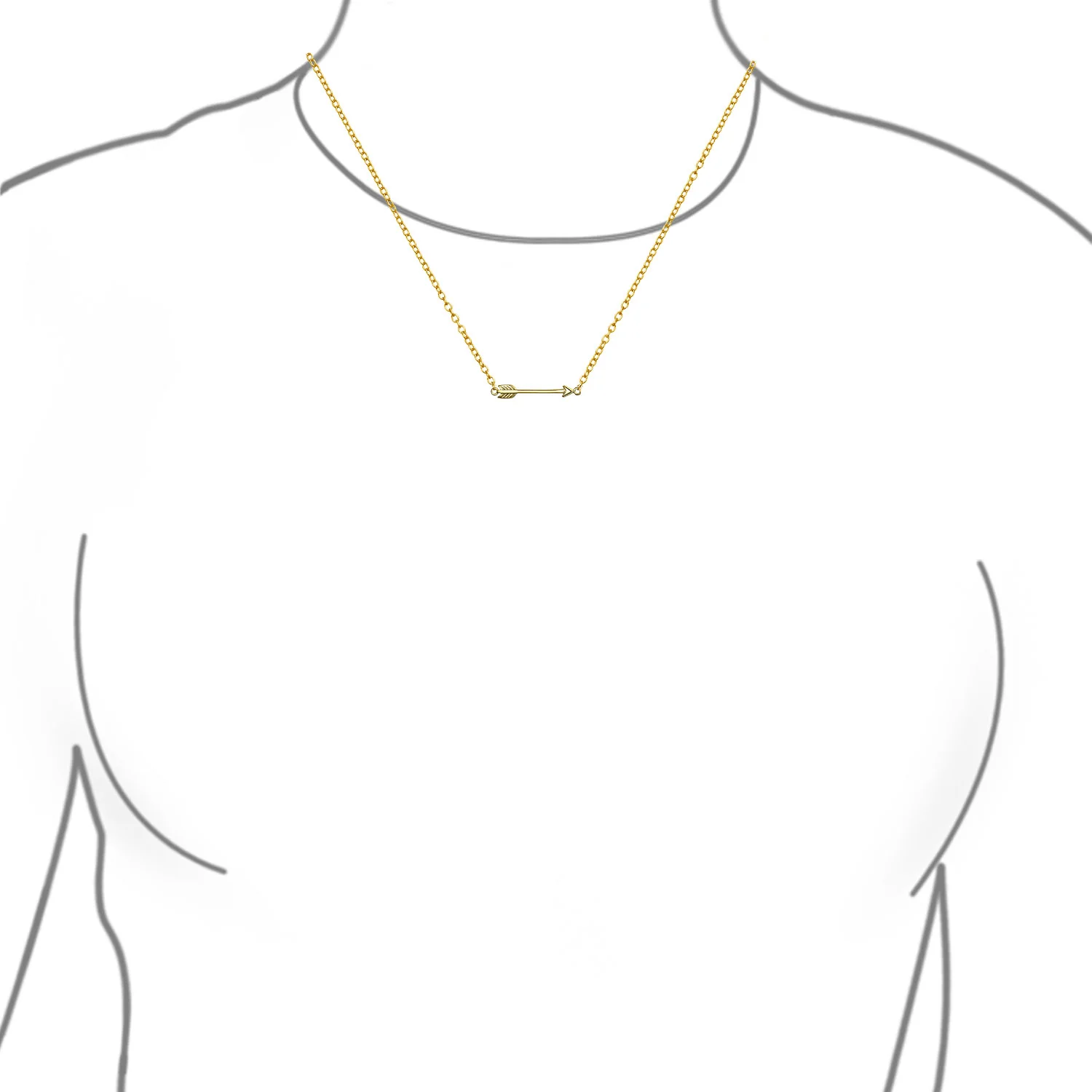 Dainty Cupid Arrow Pendant Necklace in 14K Gold Plated Sterling Silver - Image 2