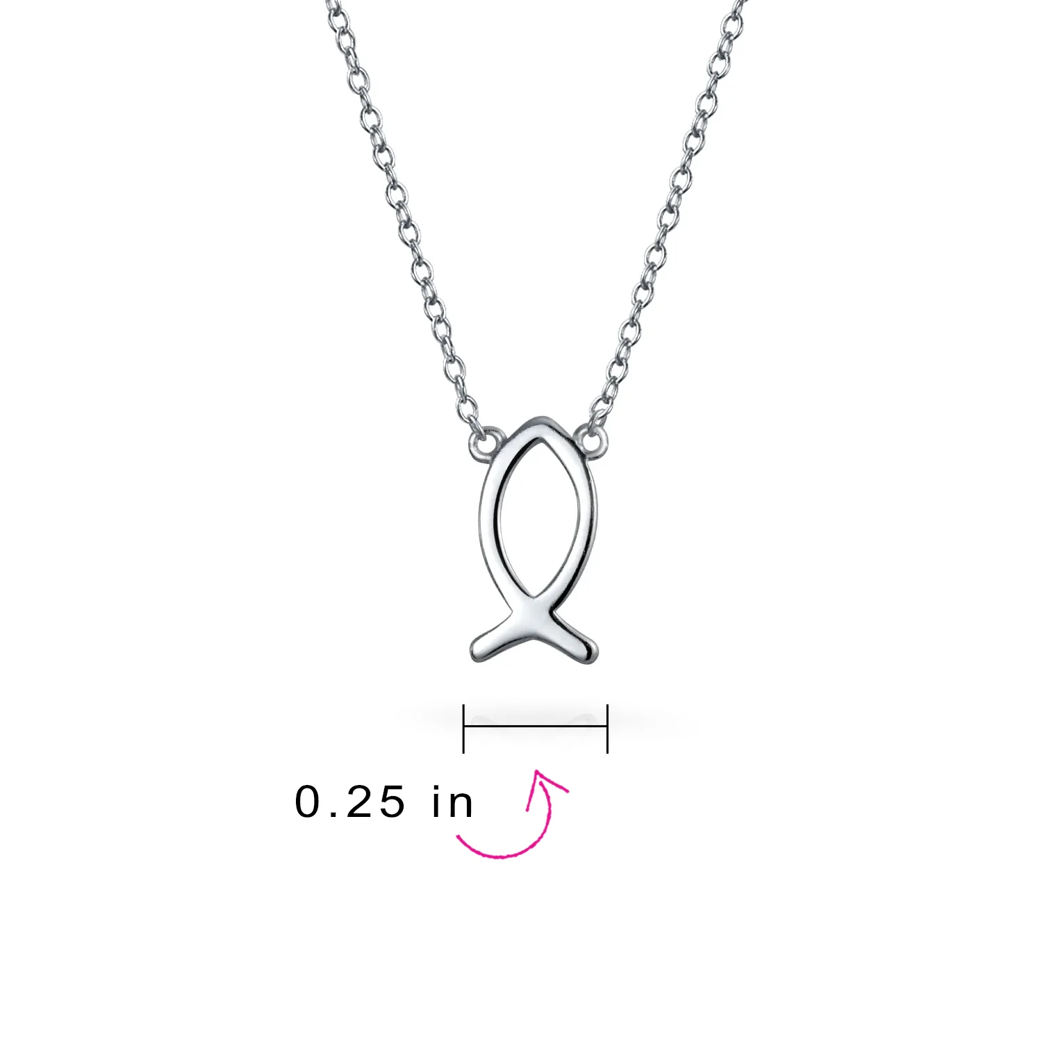 Dainty Ichthys Pendant Necklace & Stud Earrings - Sterling Silver Jewelry Set - Image 5