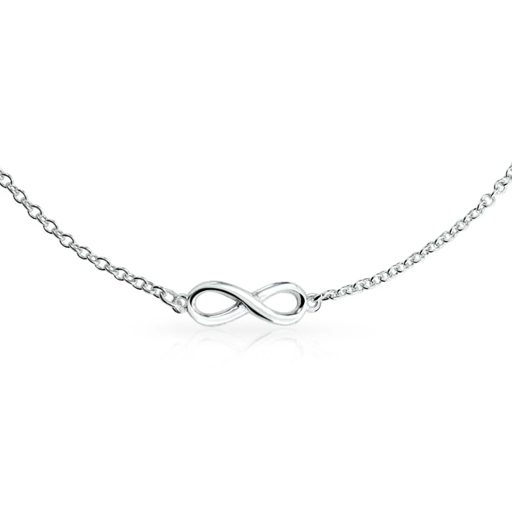 Dainty Romantic Love Knot Multi Infinity Symbol Anklet Ankle Bracelet Sterling Silver Size 9 To 9.5 Inch - Image 3