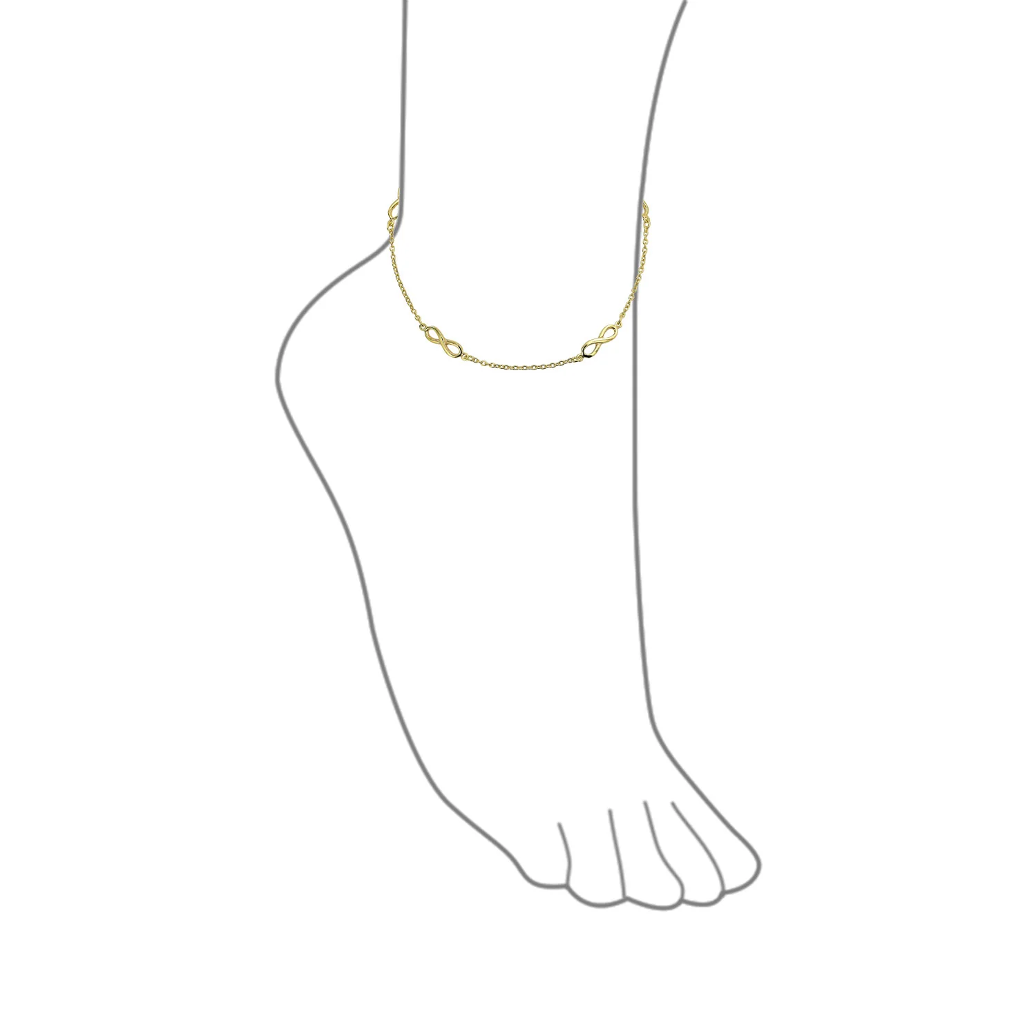 Dainty Romantic Love Knot Multi Infinity Symbol Anklet Ankle Bracelet Sterling Silver Size 9 To 9.5 Inch - Image 6