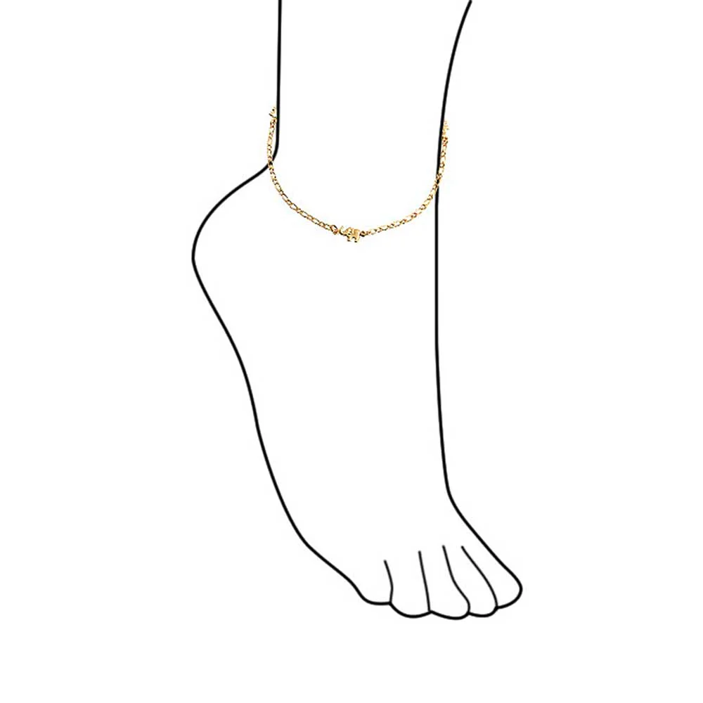 Dainty Lucky Elephant Anklet Ankle Bracelet 18K Gold Plated Brass 7.5-9.5 Inch - Image 4