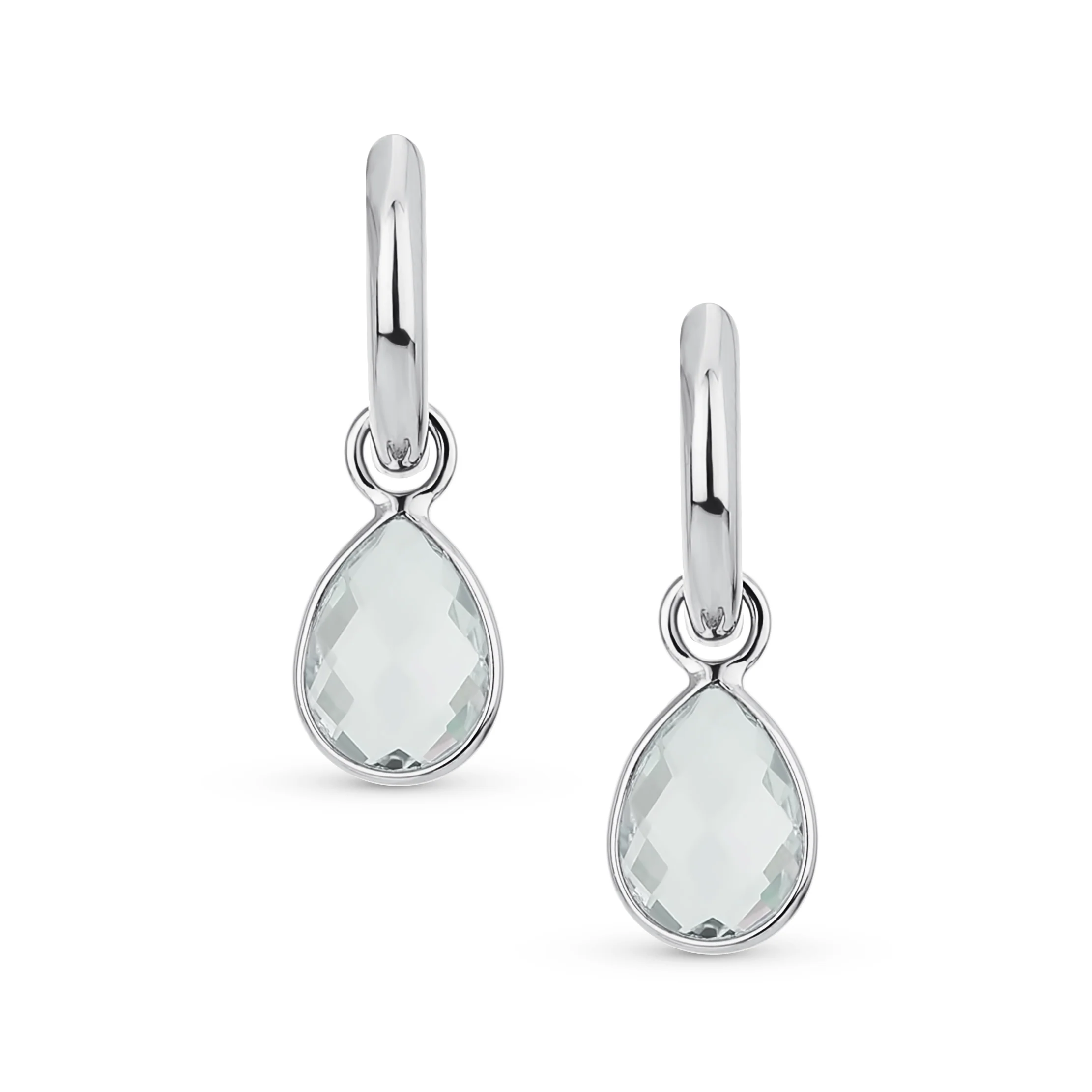 Classic 2 CTW Natural Stone Blue Aquamarine Teardrop Huggie Drop Earrings .925 Sterling Silver - Image 4
