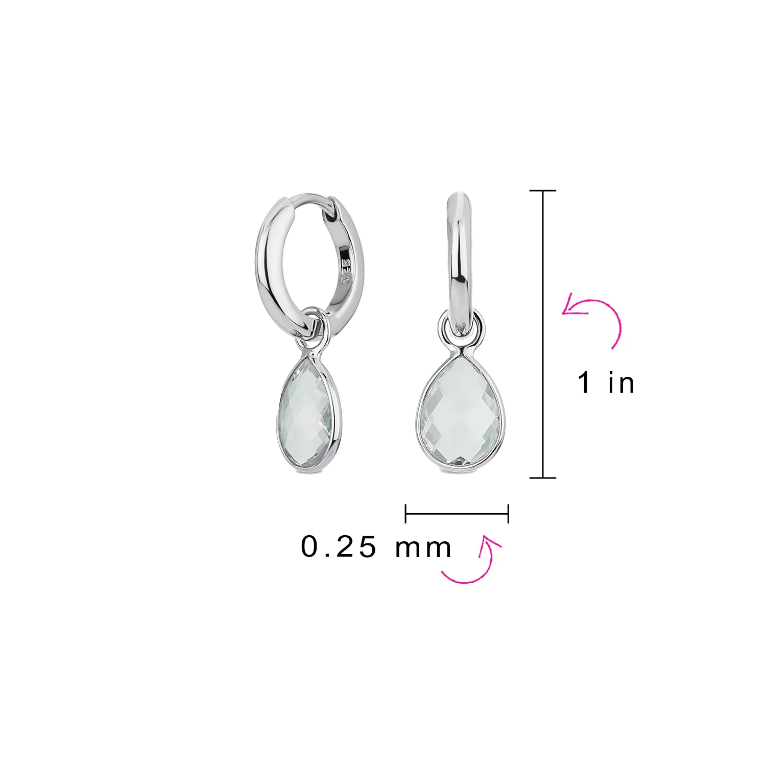 Classic 2 CTW Natural Stone Blue Aquamarine Teardrop Huggie Drop Earrings .925 Sterling Silver - Image 7