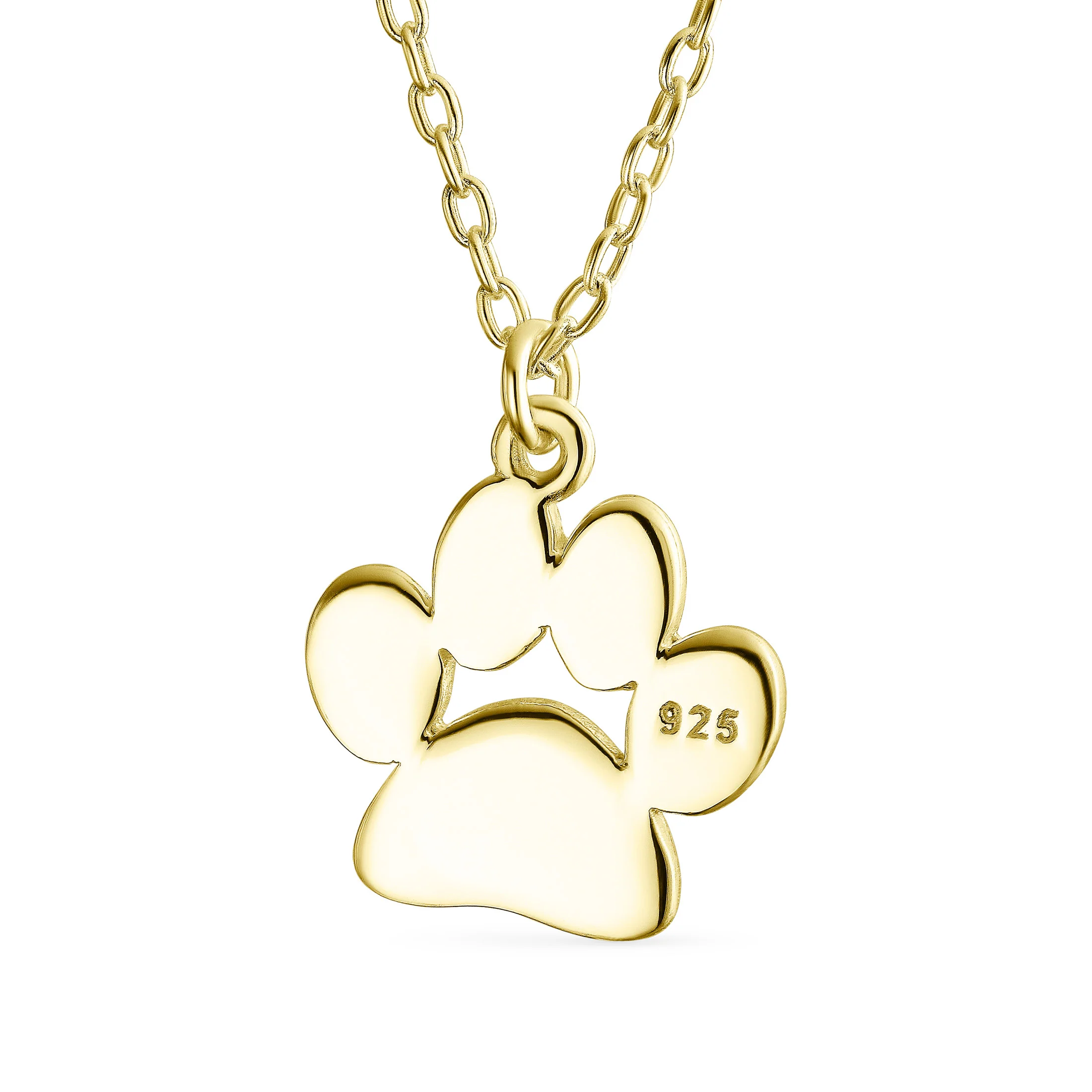 Dainty Paw Print Pendant Necklace for Pets in Gold Plated Sterling Silver - Image 79