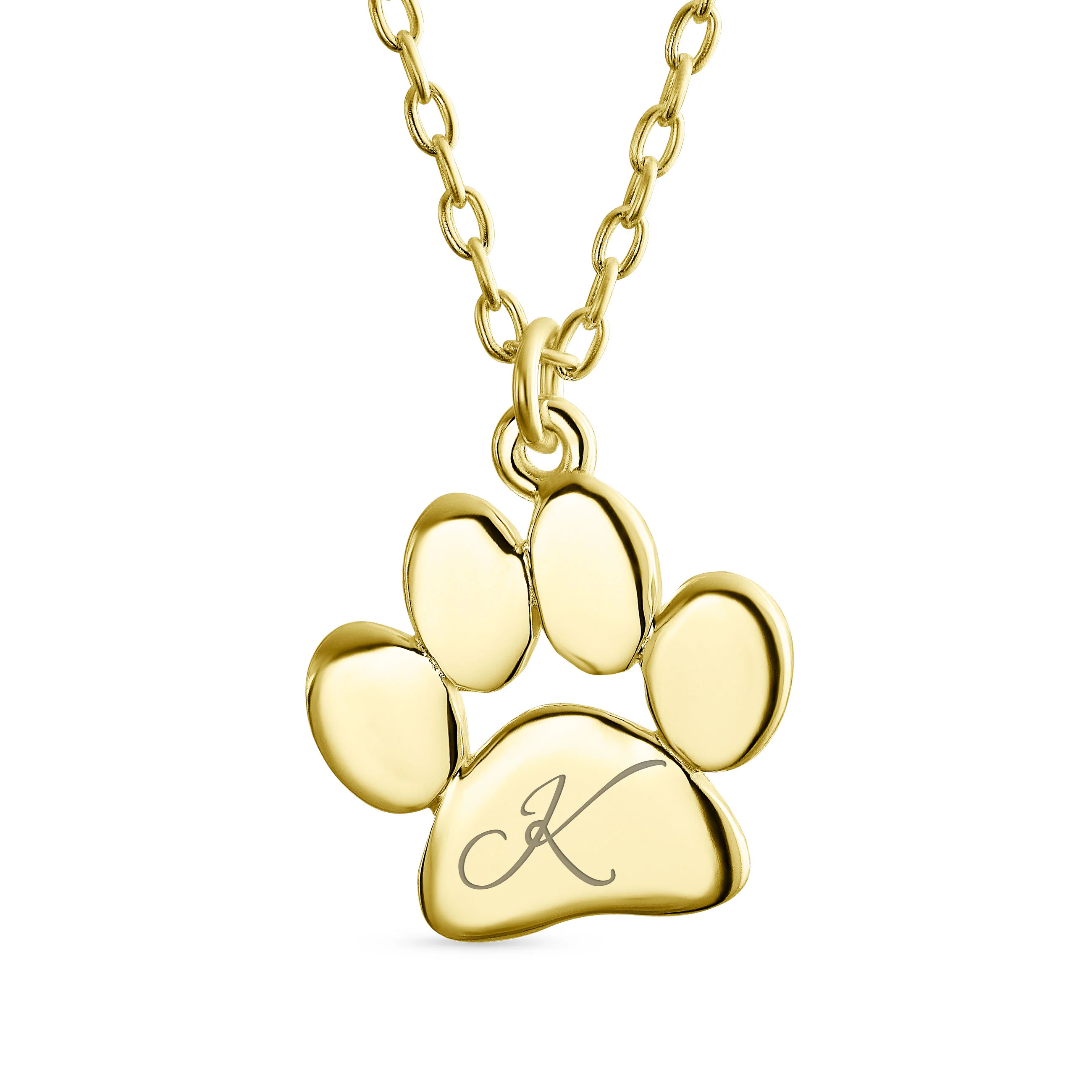 Dainty Paw Print Pendant Necklace for Pets in Gold Plated Sterling Silver - Image 8