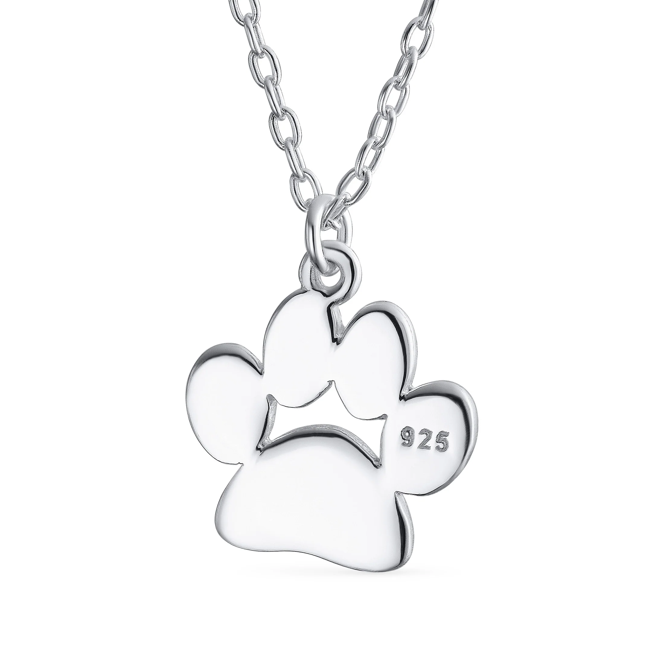 Dainty Paw Print Pendant Necklace for Pets in Gold Plated Sterling Silver - Image 87