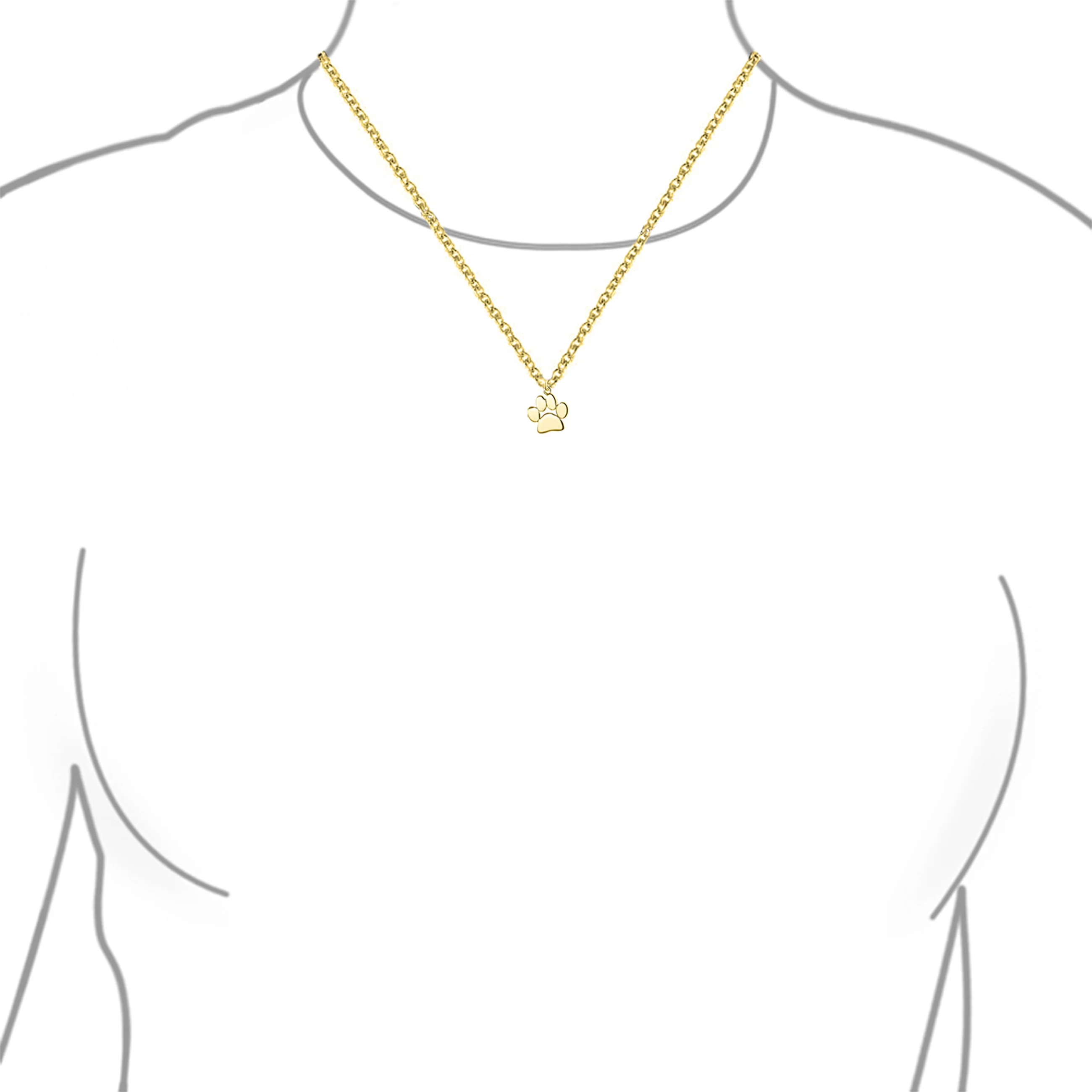 Dainty Paw Print Pendant Necklace for Pets in Gold Plated Sterling Silver - Image 99