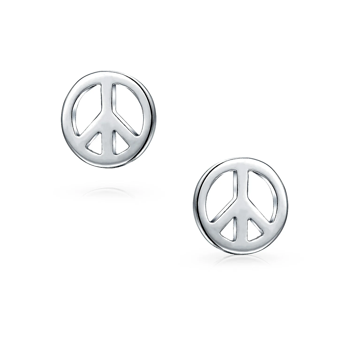 Mini World Peace Sign Stud Earrings 14K Gold Plated Sterling Silver - Image 3