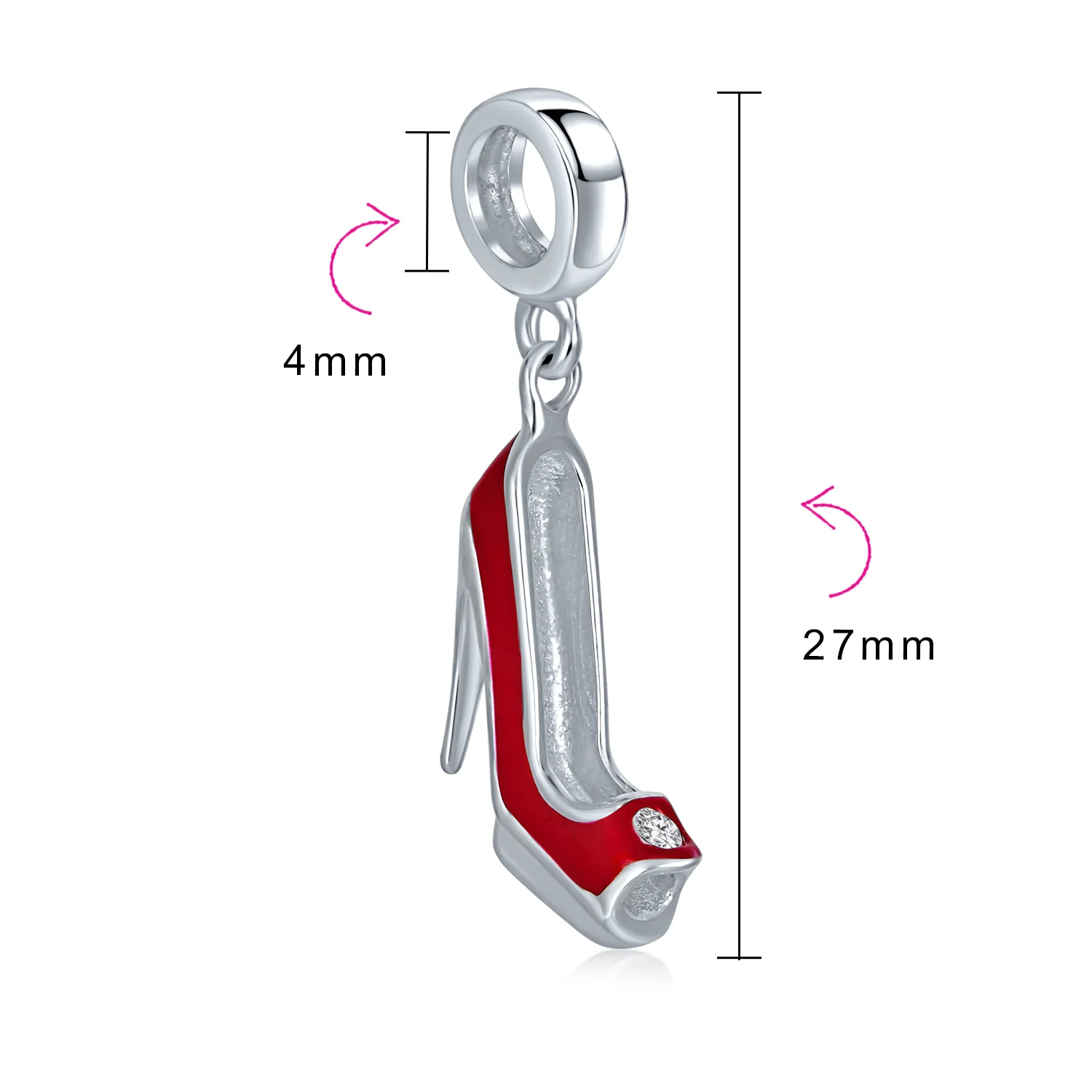 Designer Stiletto Pump Red High Heel Dangle Charm Bead for European Bracelet - Image 3