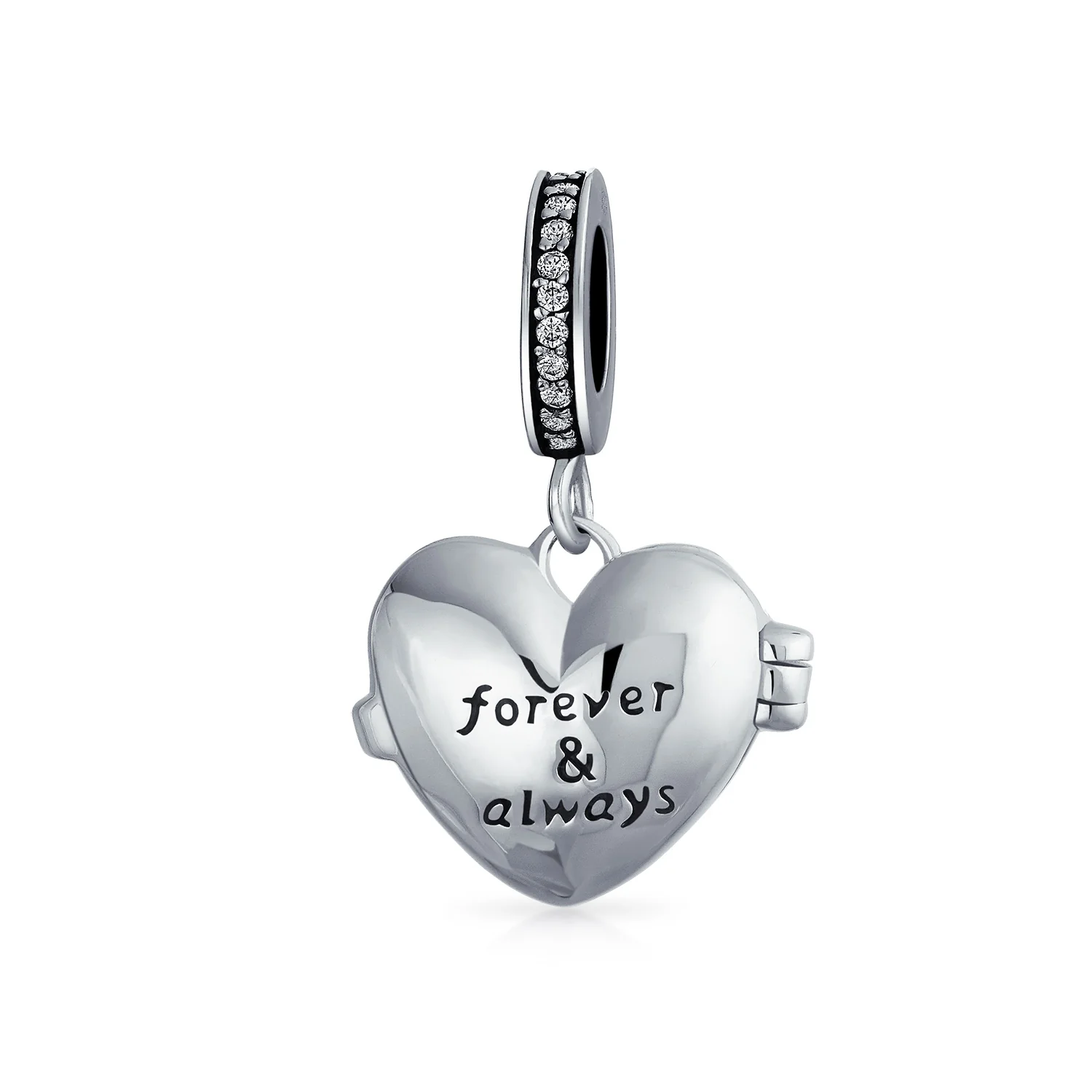Words Saying MY BEAUTIFUL WIFE Dangle Charm Bead Heart Locket Sterling Silver - Image 2
