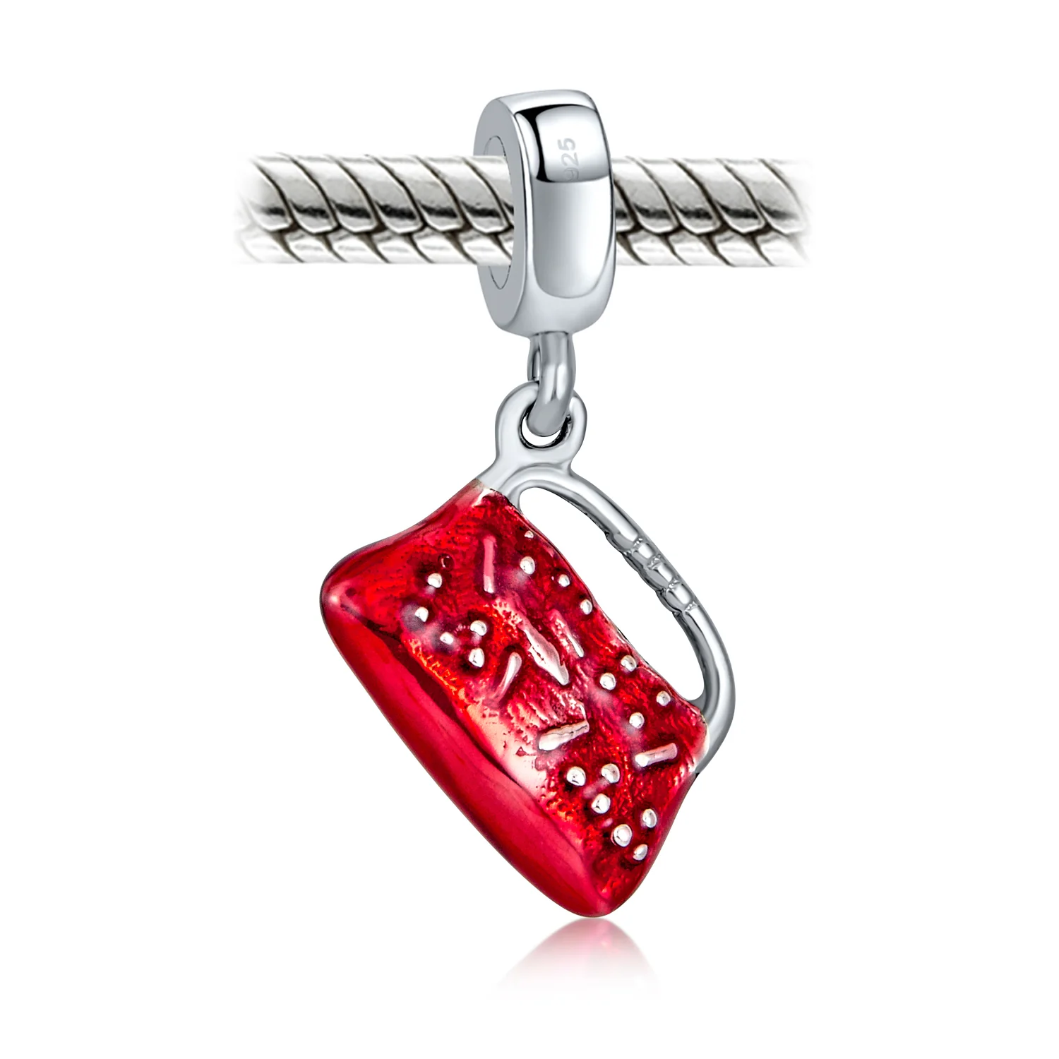 Dangle Charm Bead Red Clutch Purse Sterling Silver for European Bracelet - Image 2