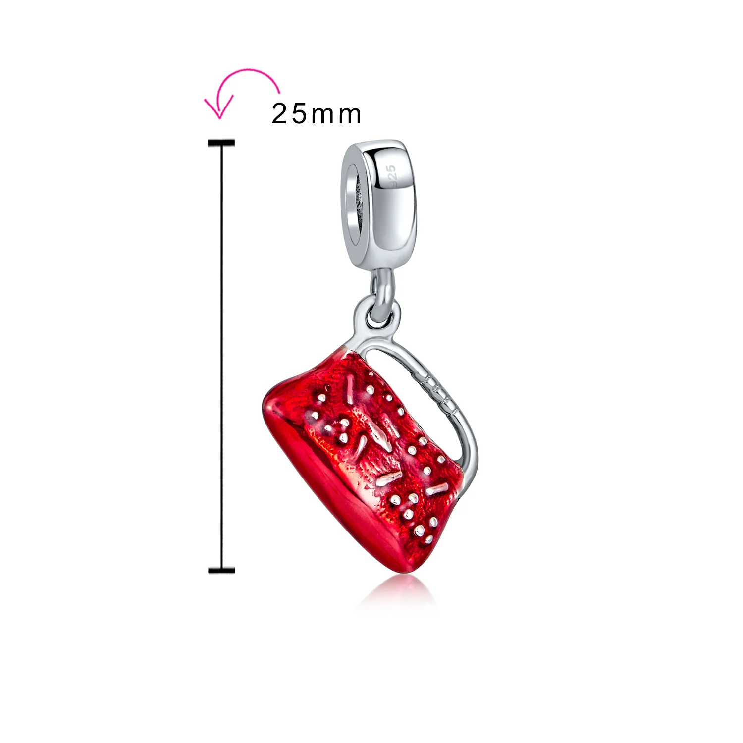 Dangle Charm Bead Red Clutch Purse Sterling Silver for European Bracelet - Image 3