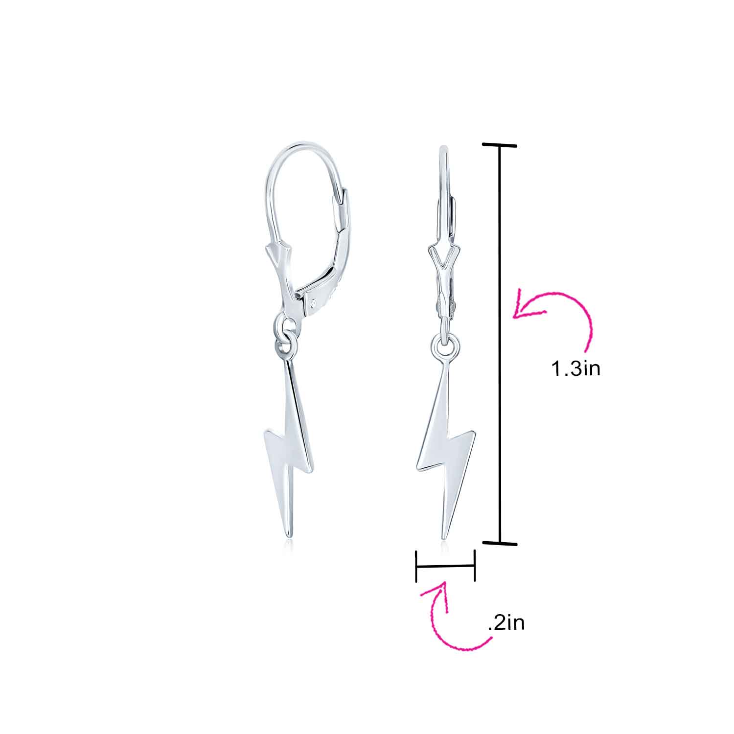 Delicate Minimalist Geometric Lightning Bolt Dangle Earrings in Sterling Silver - Image 4