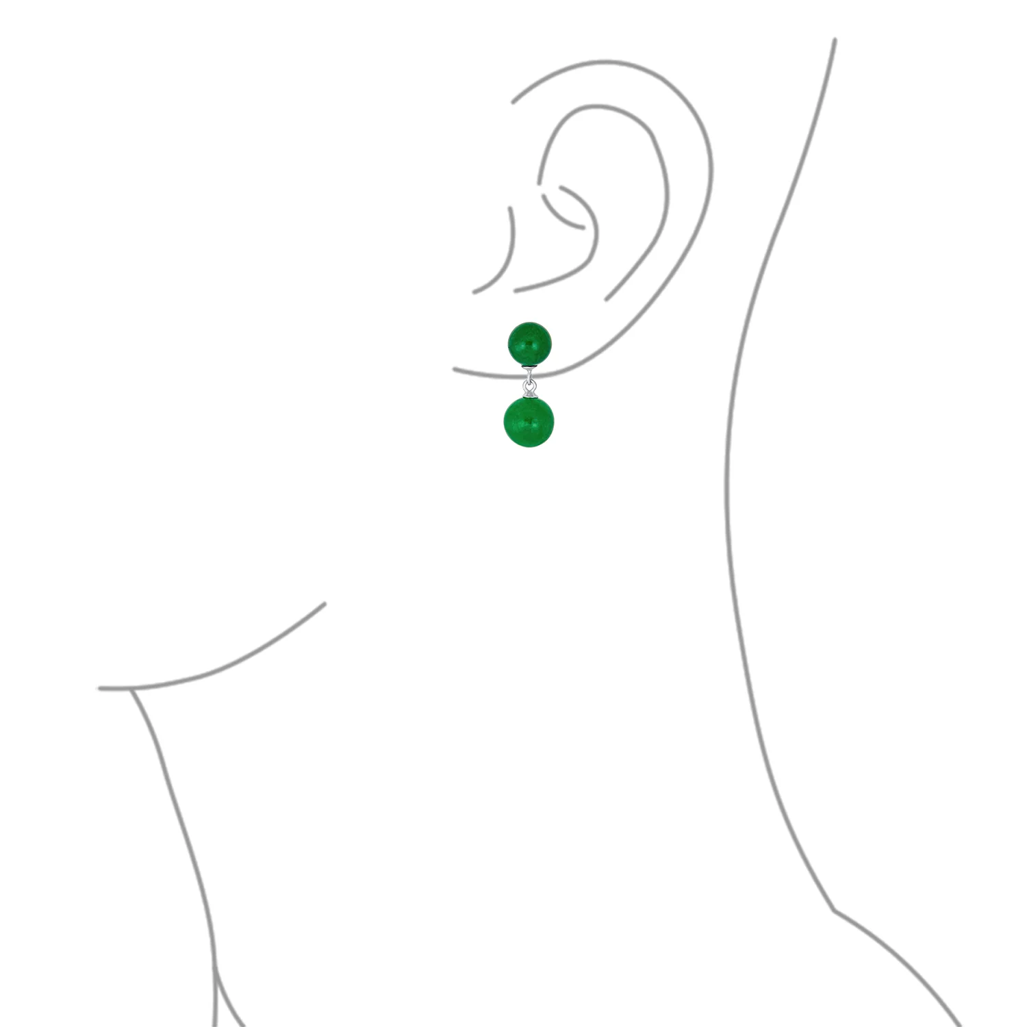 Classic Dangle Gemstone Earrings Aegean Teal Jade Double Round Sterling Silver - Image 5