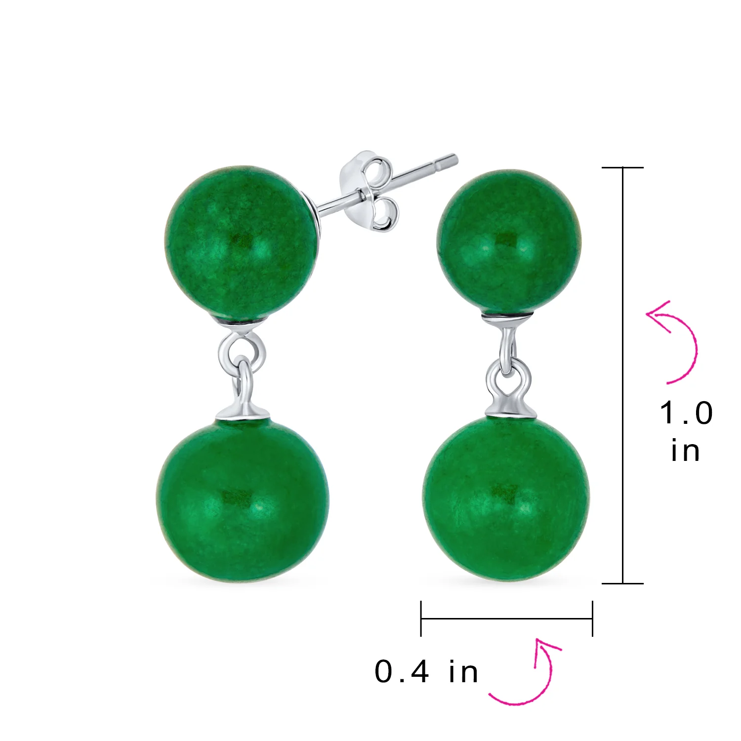 Classic Dangle Gemstone Earrings Aegean Teal Jade Double Round Sterling Silver - Image 7