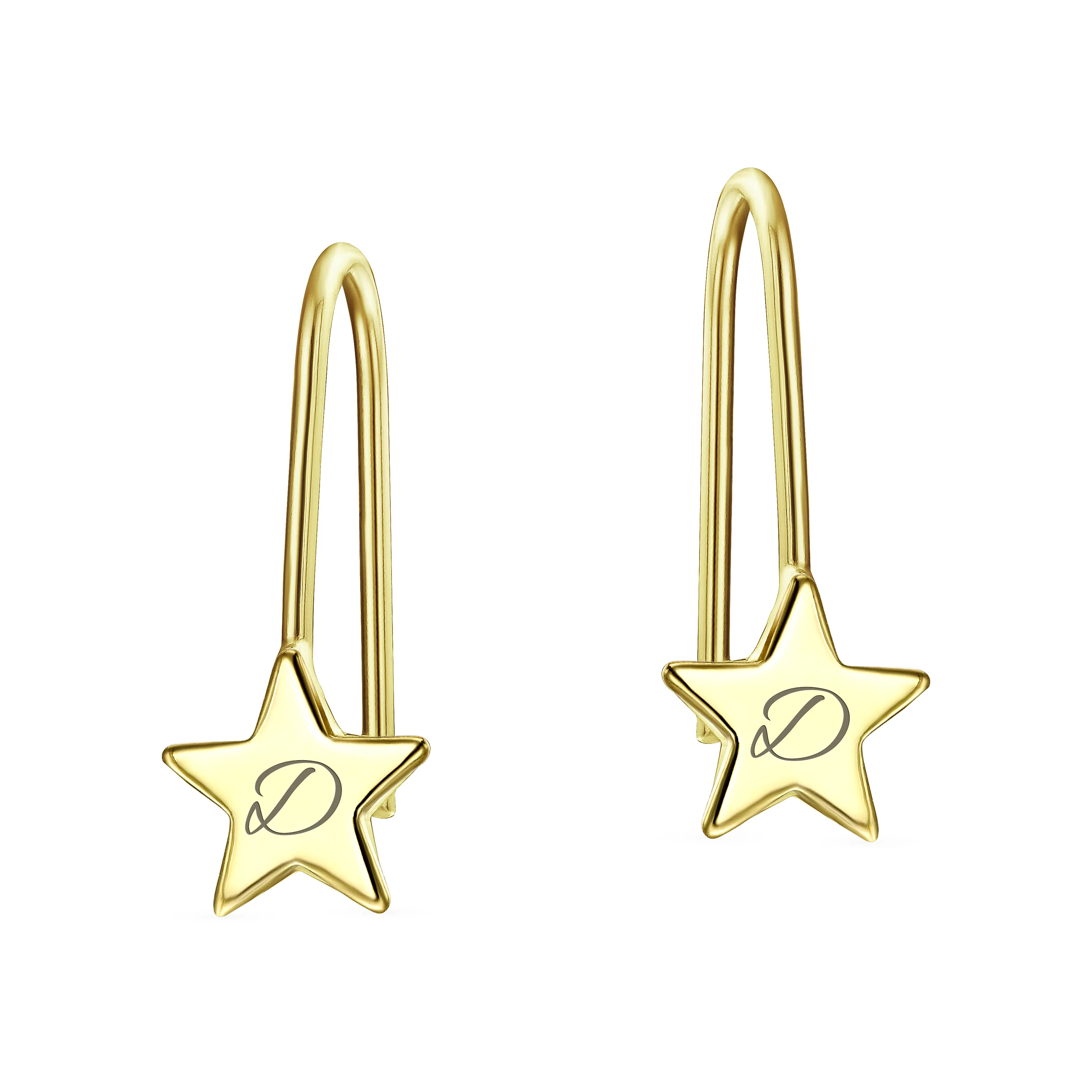 Dangle Gemstone Earrings with Alphabet Letter A-Z in 14K Gold - Image 30
