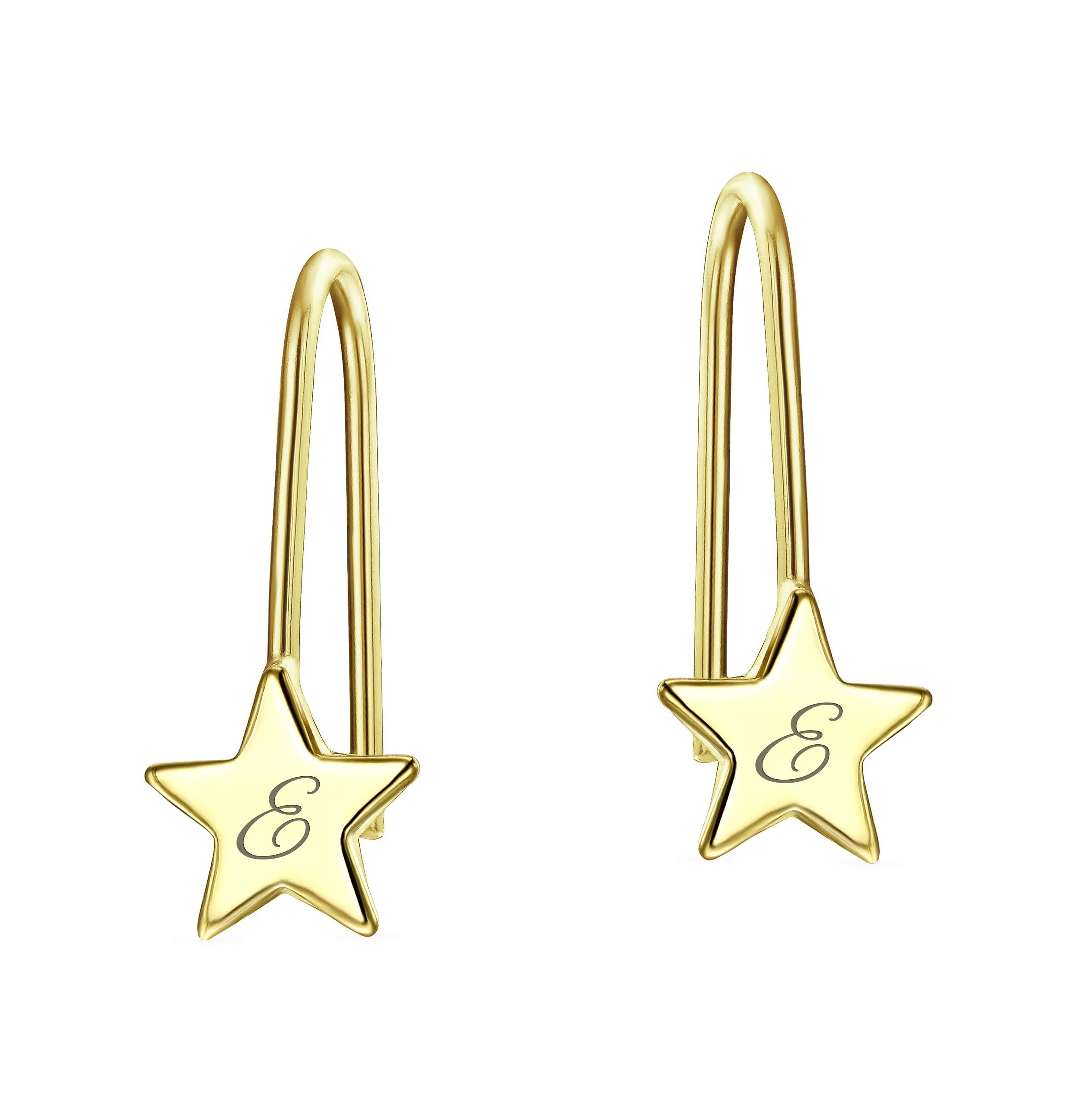 Dangle Gemstone Earrings with Alphabet Letter A-Z in 14K Gold - Image 31
