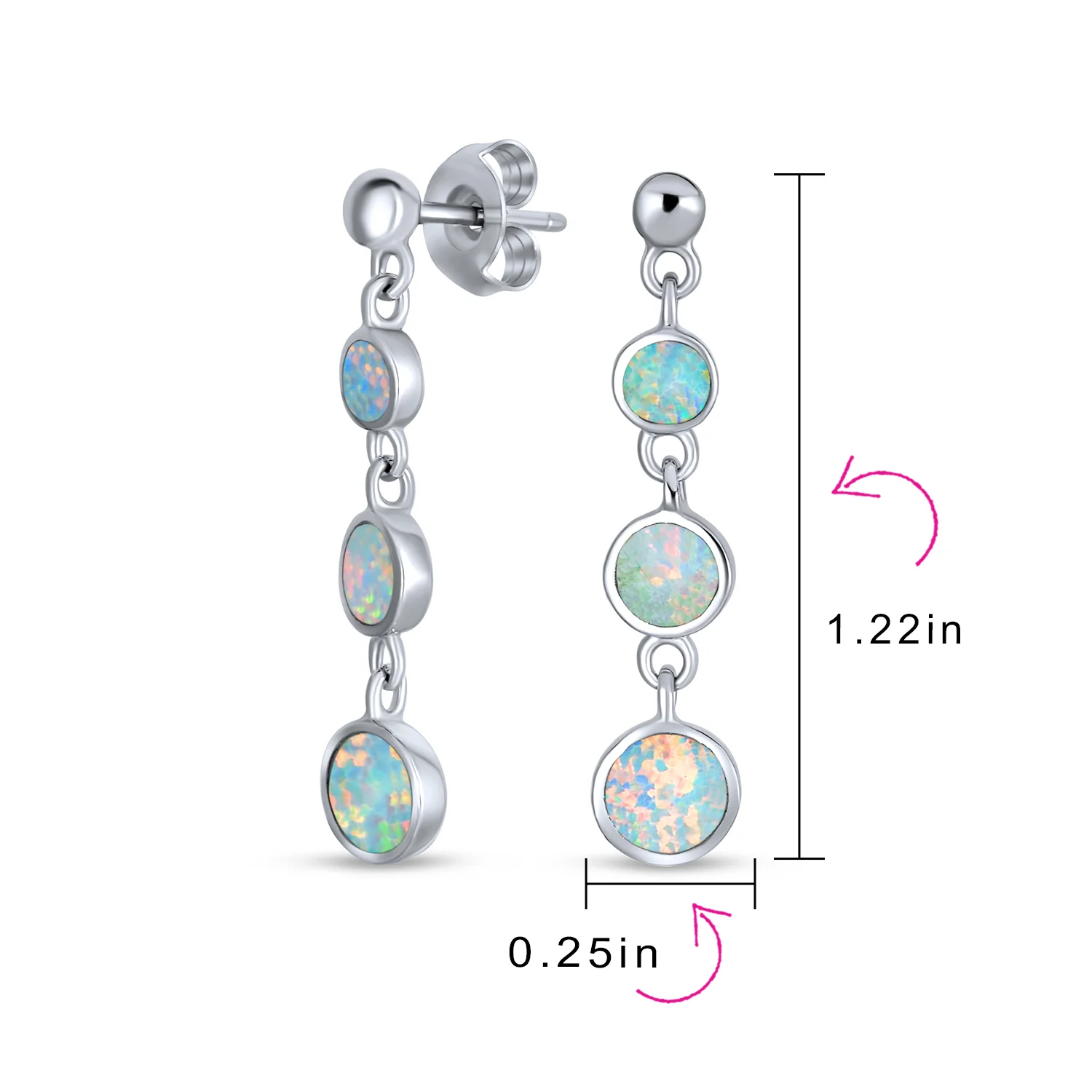 Geometric Dangle Gemstone Earrings with Opal and 14K Gold Plated Sterling Silver - Image 11