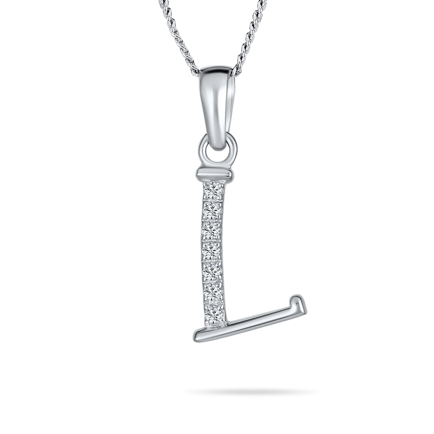 Delicate Pave CZ Block Letter Alphabet Pendant Necklace Sterling Silver - Image 10