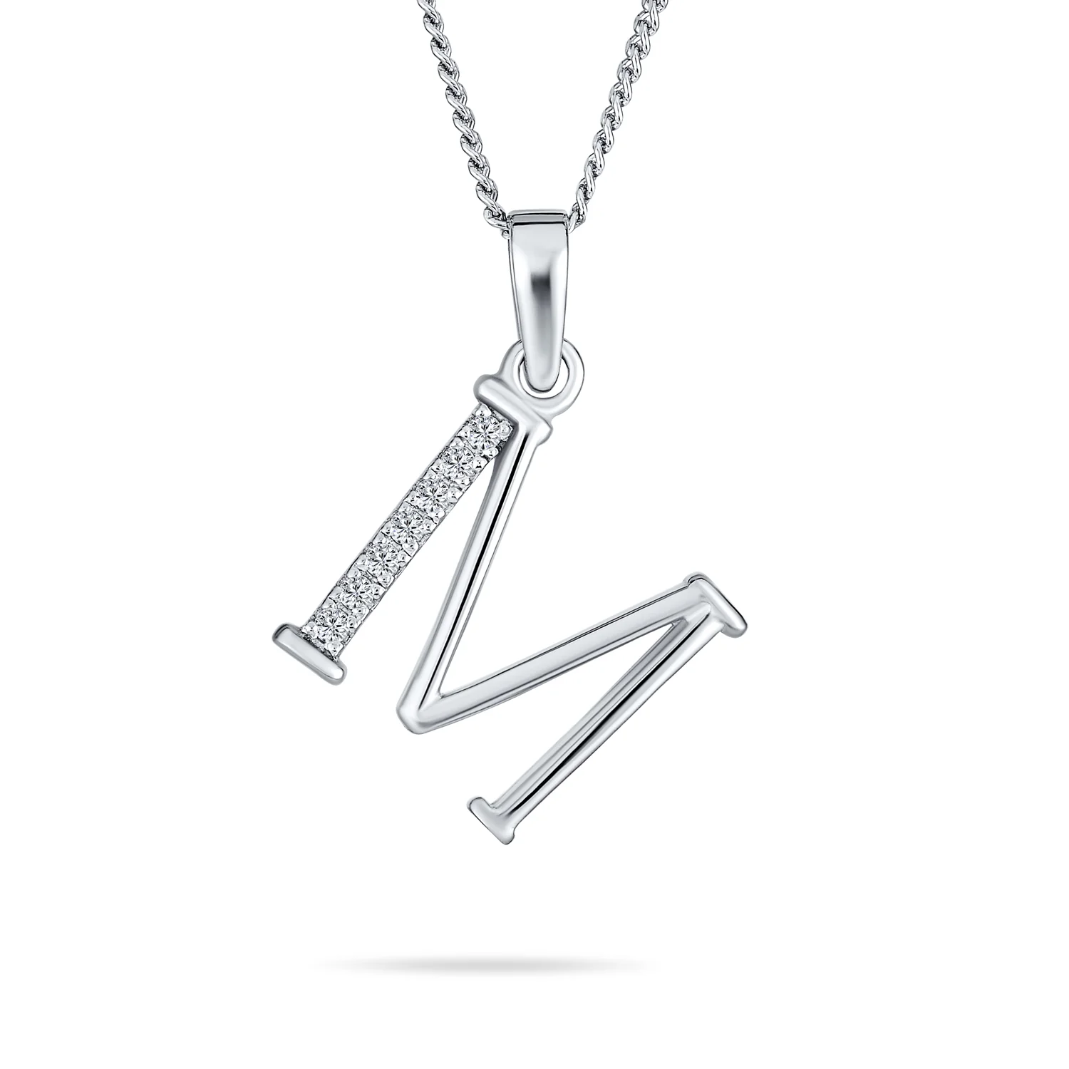 Delicate Pave CZ Block Letter Alphabet Pendant Necklace Sterling Silver - Image 11