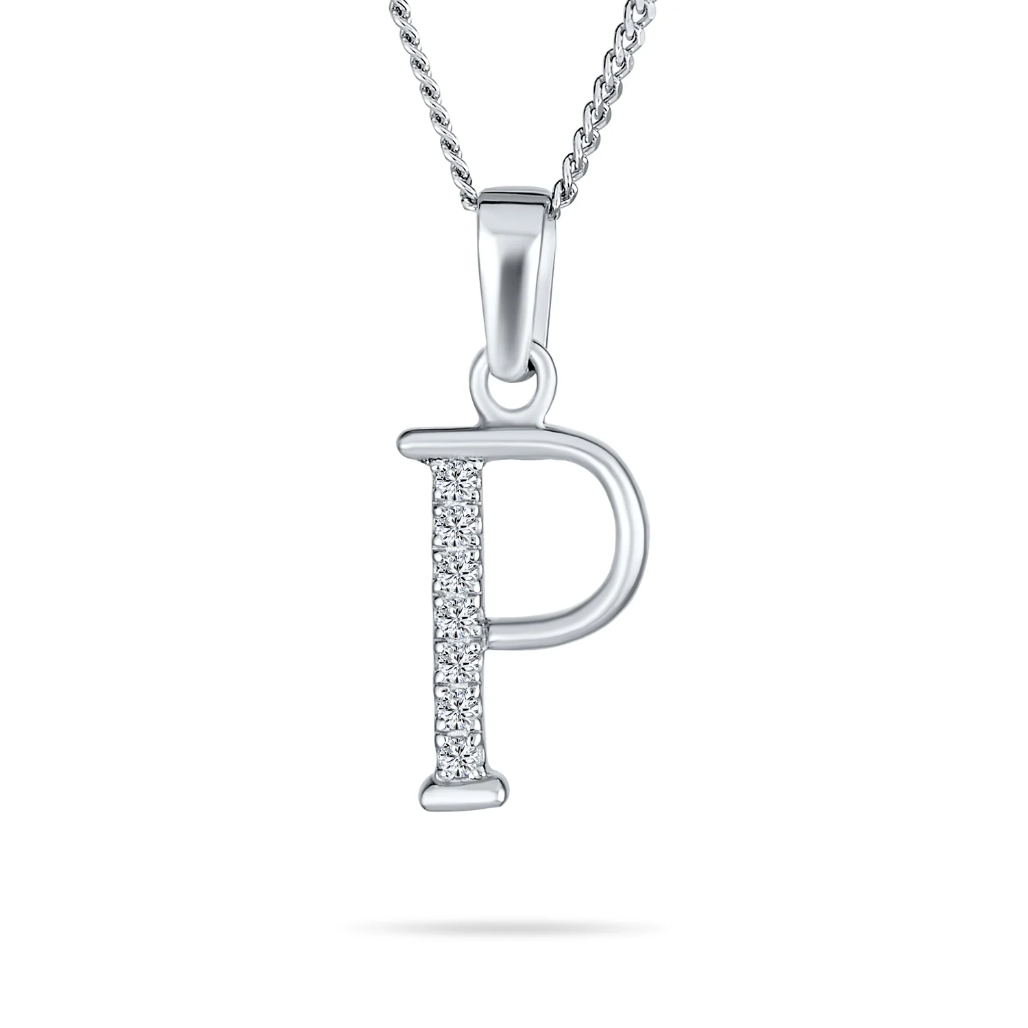 Delicate Pave CZ Block Letter Alphabet Pendant Necklace Sterling Silver - Image 13