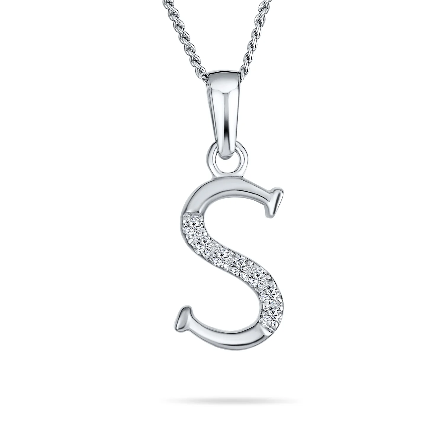 Delicate Pave CZ Block Letter Alphabet Pendant Necklace Sterling Silver - Image 15