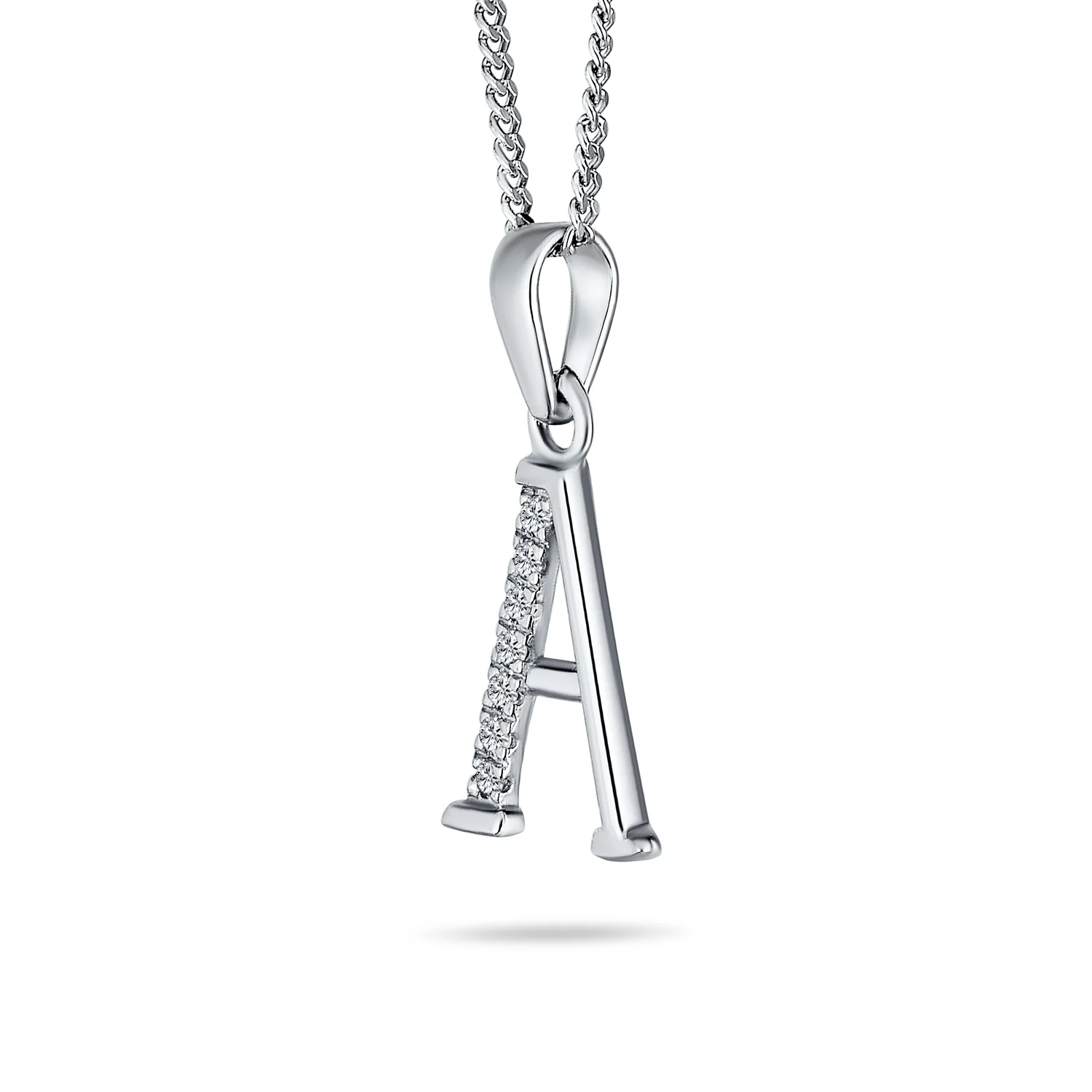 Delicate Pave CZ Block Letter Alphabet Pendant Necklace Sterling Silver - Image 17