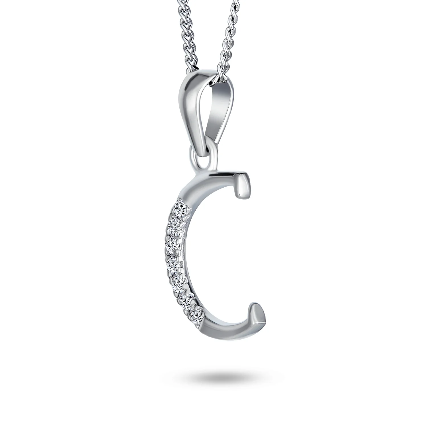 Delicate Pave CZ Block Letter Alphabet Pendant Necklace Sterling Silver - Image 19