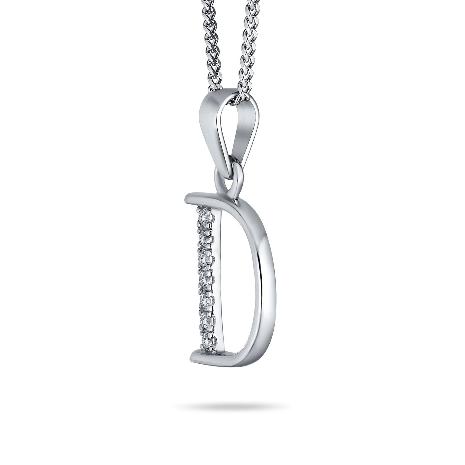 Delicate Pave CZ Block Letter Alphabet Pendant Necklace Sterling Silver - Image 20
