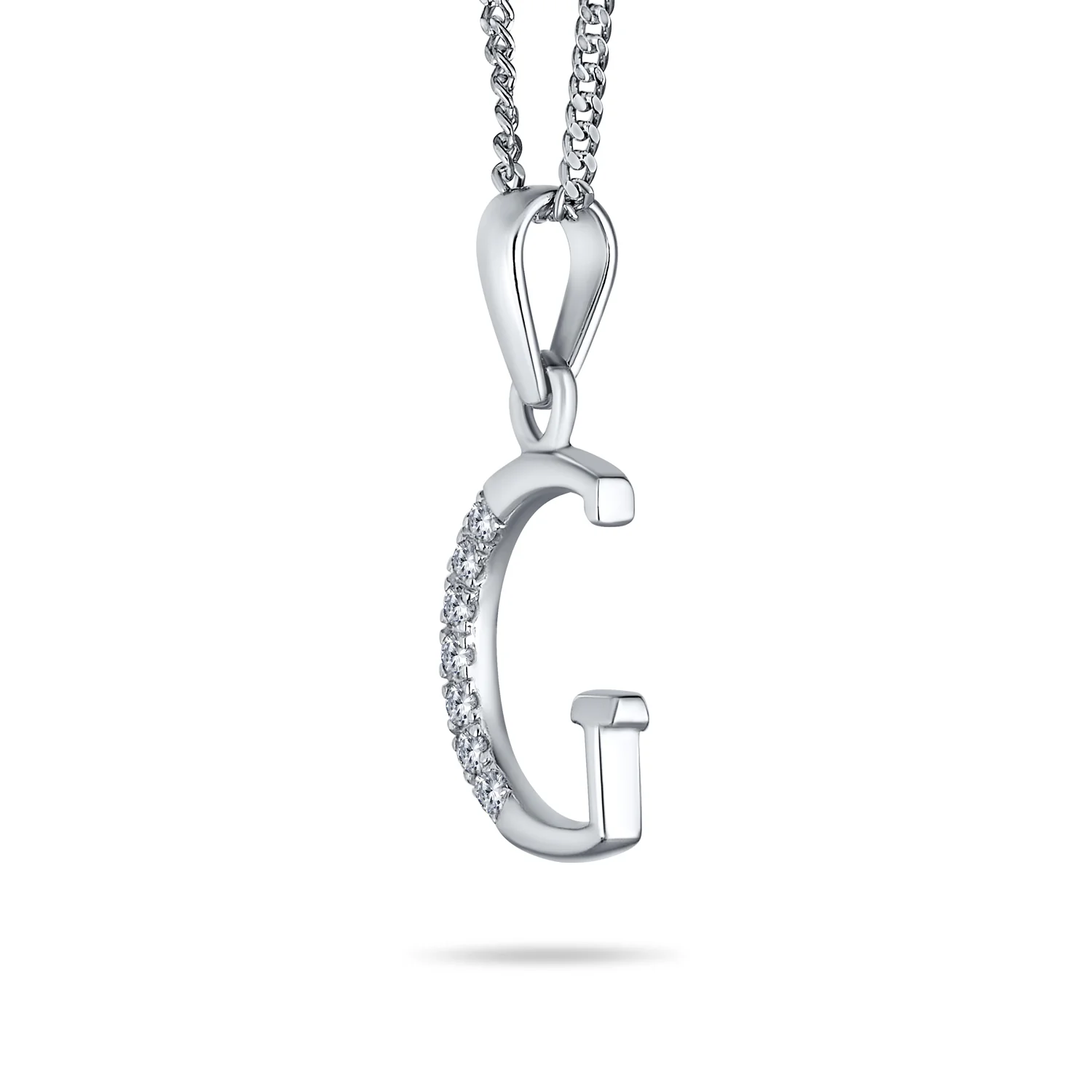 Delicate Pave CZ Block Letter Alphabet Pendant Necklace Sterling Silver - Image 22