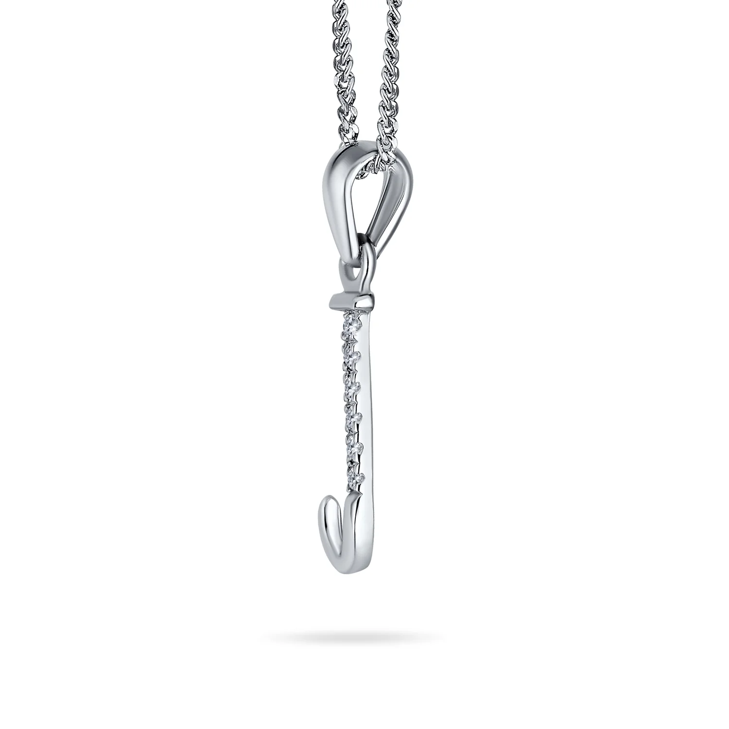 Delicate Pave CZ Block Letter Alphabet Pendant Necklace Sterling Silver - Image 24