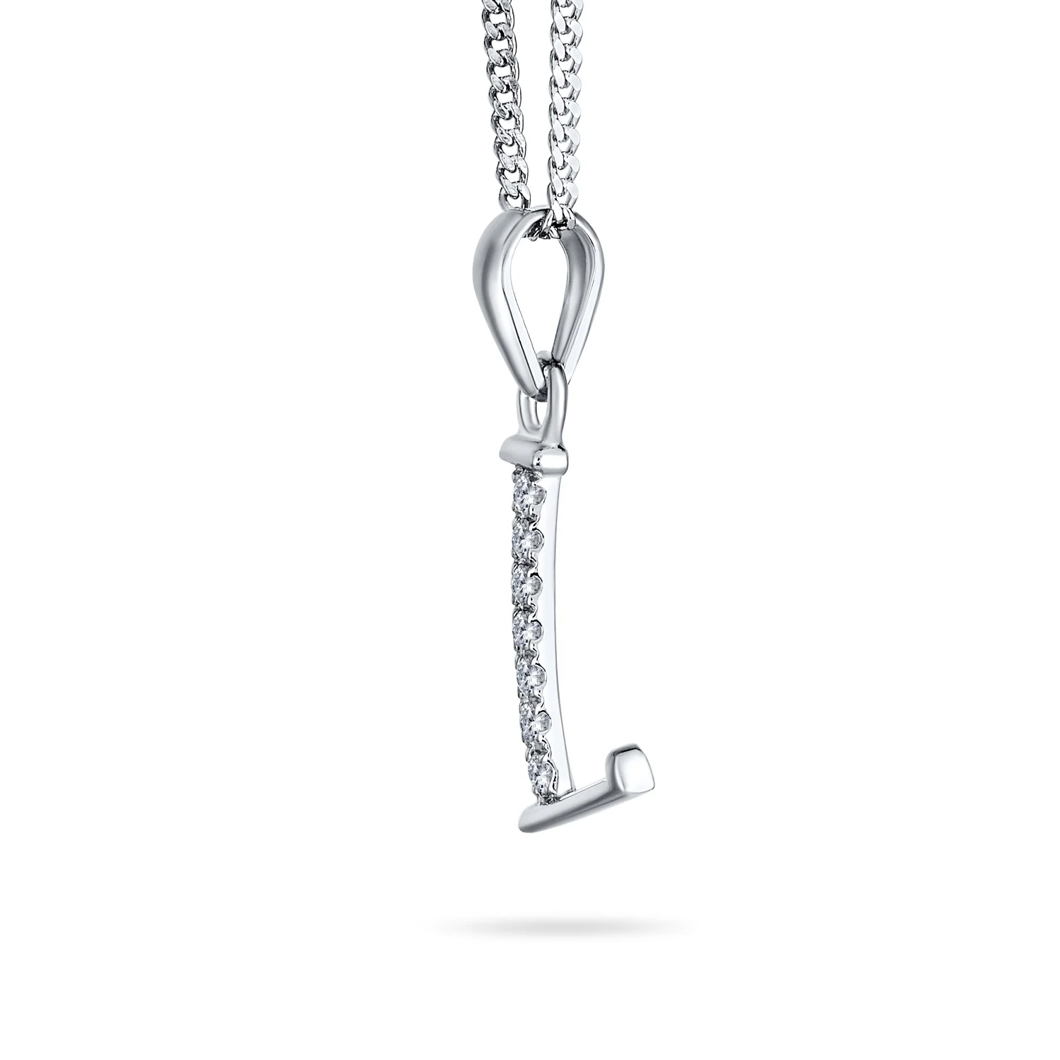 Delicate Pave CZ Block Letter Alphabet Pendant Necklace Sterling Silver - Image 26