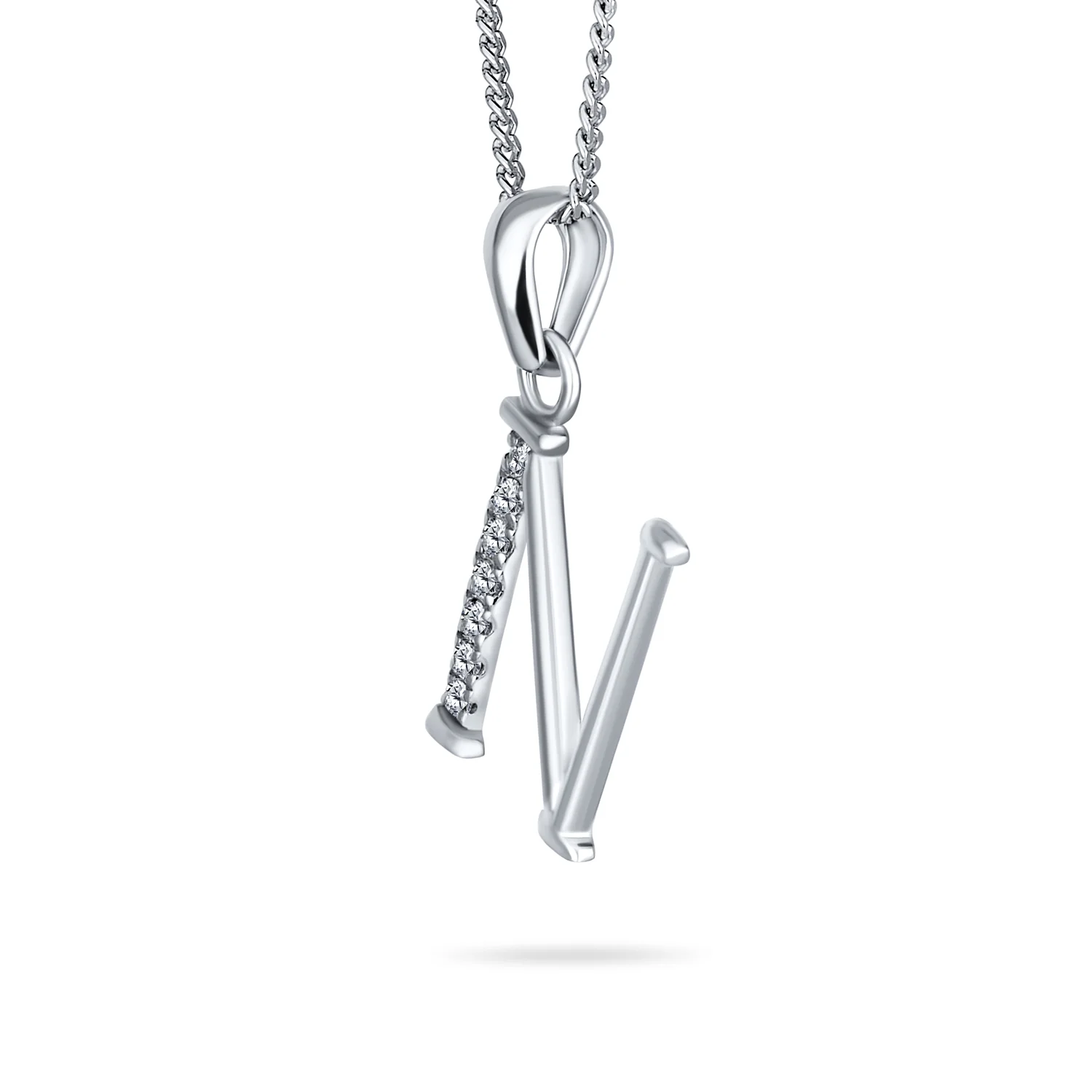 Delicate Pave CZ Block Letter Alphabet Pendant Necklace Sterling Silver - Image 28