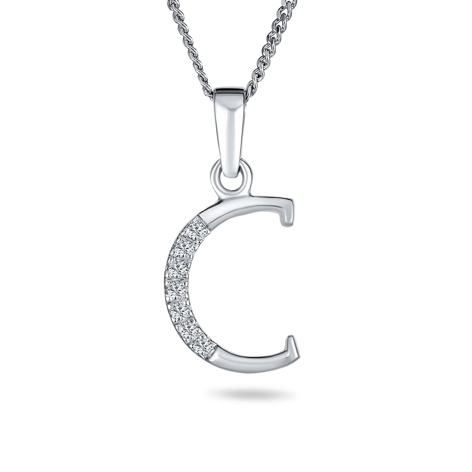 Delicate Pave CZ Block Letter Alphabet Pendant Necklace Sterling Silver - Image 3