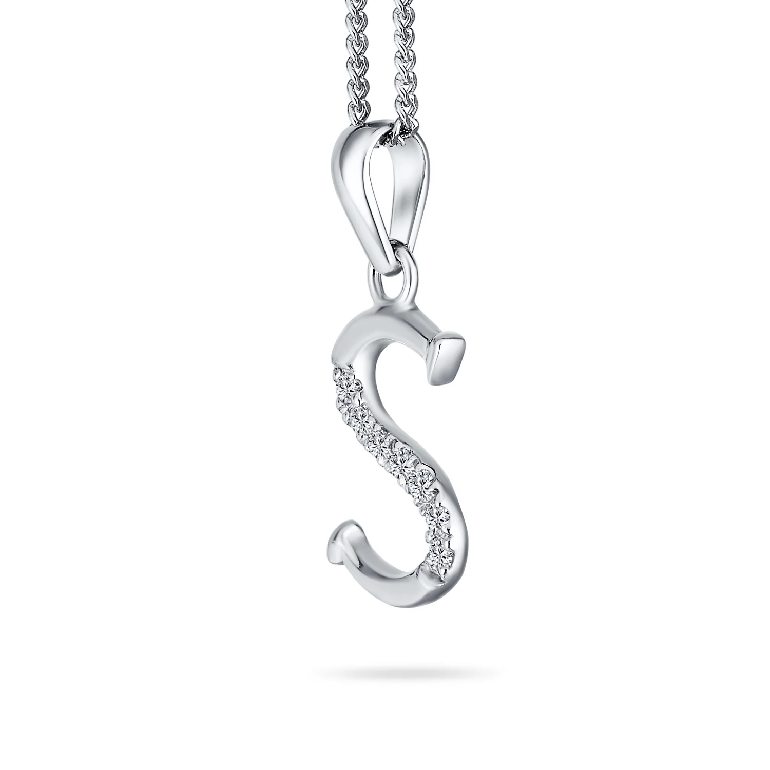 Delicate Pave CZ Block Letter Alphabet Pendant Necklace Sterling Silver - Image 31